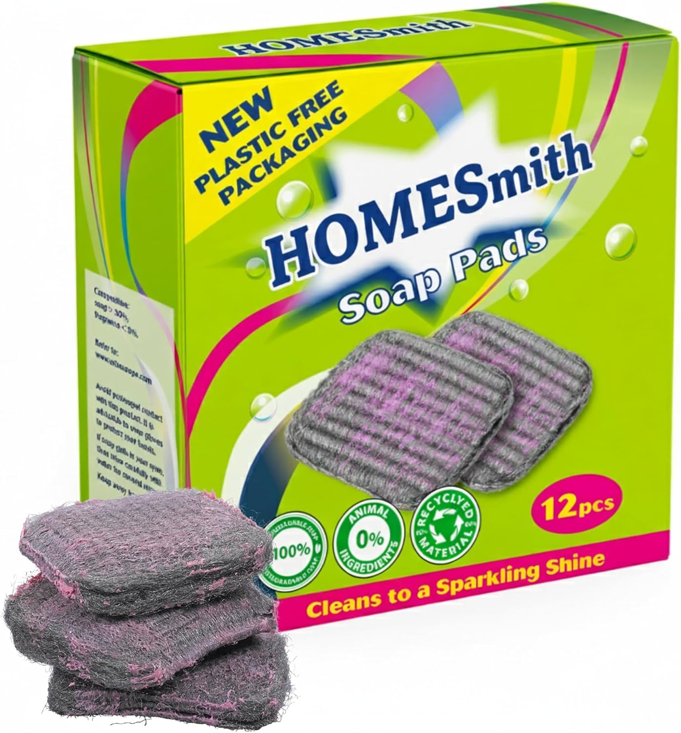 HomeSmith Soap Pads - 14 Pack | Fine Steel Wool | For Sinks, Cookers & Ovens 1