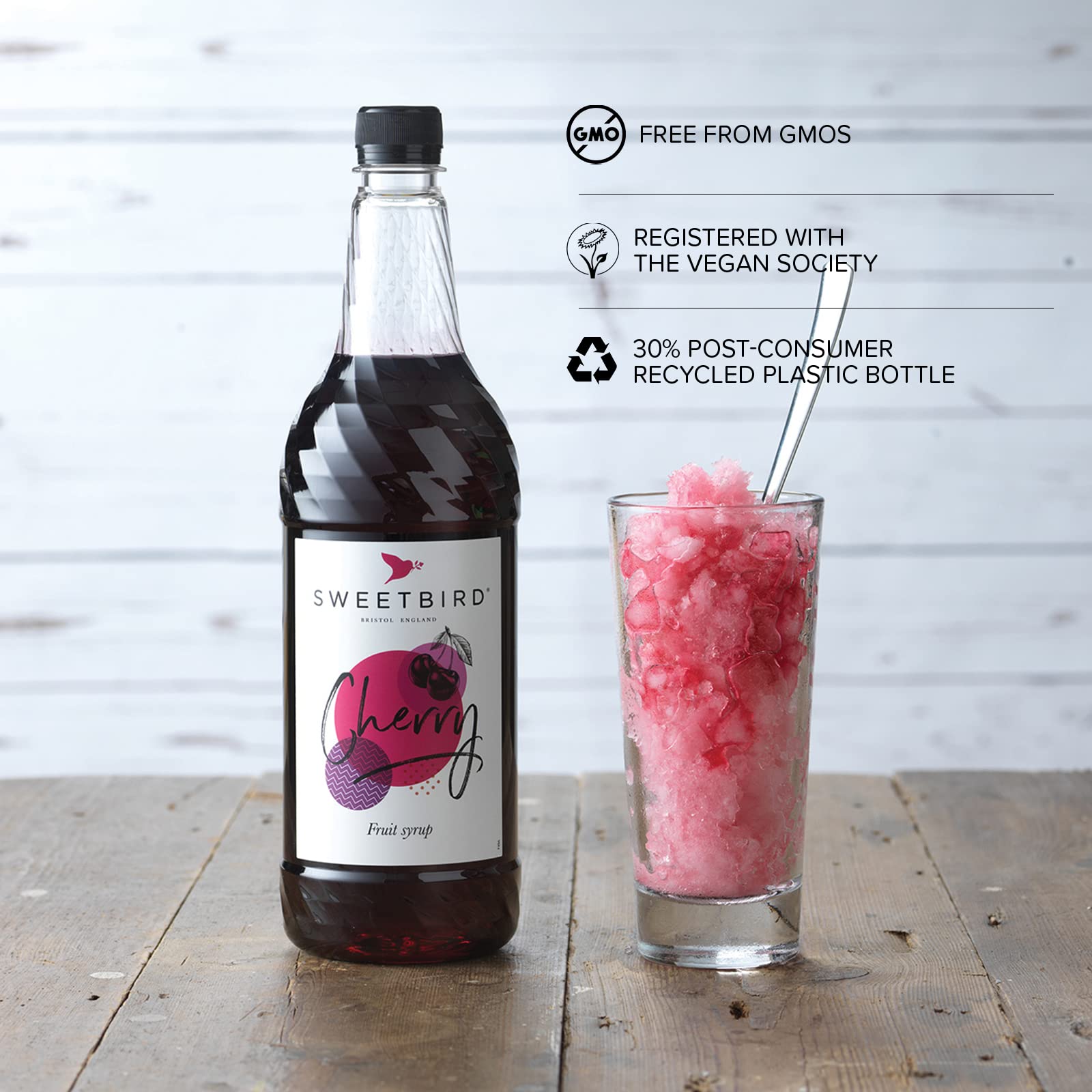 Sweetbird Cherry Syrup - 1 Litre Bottle | Vegan Friendly | Made in the UK 3