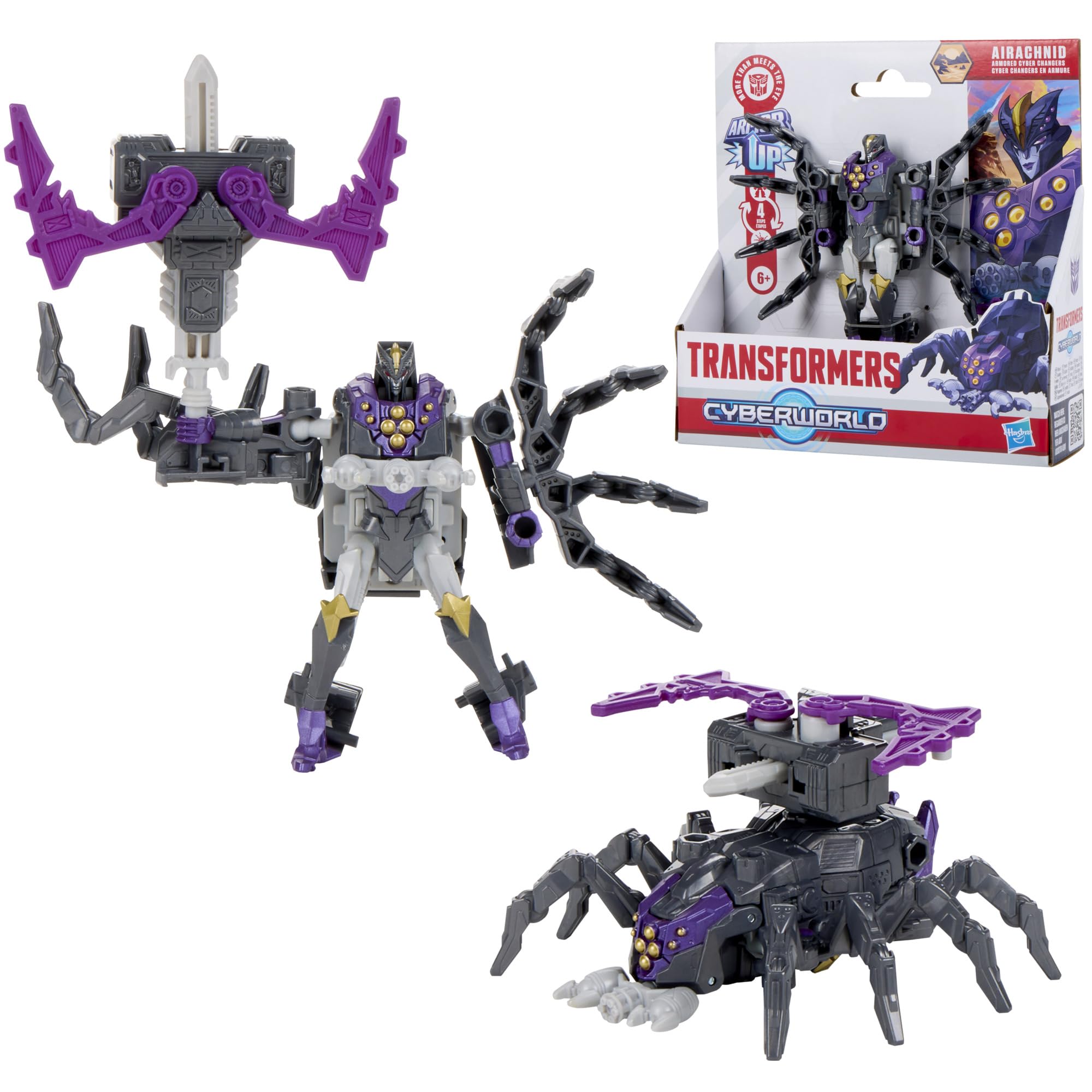 Transformers Airachnid Armored Cyber Changers Action Figure - 10-cm Robot to Spider | Hasbro 3