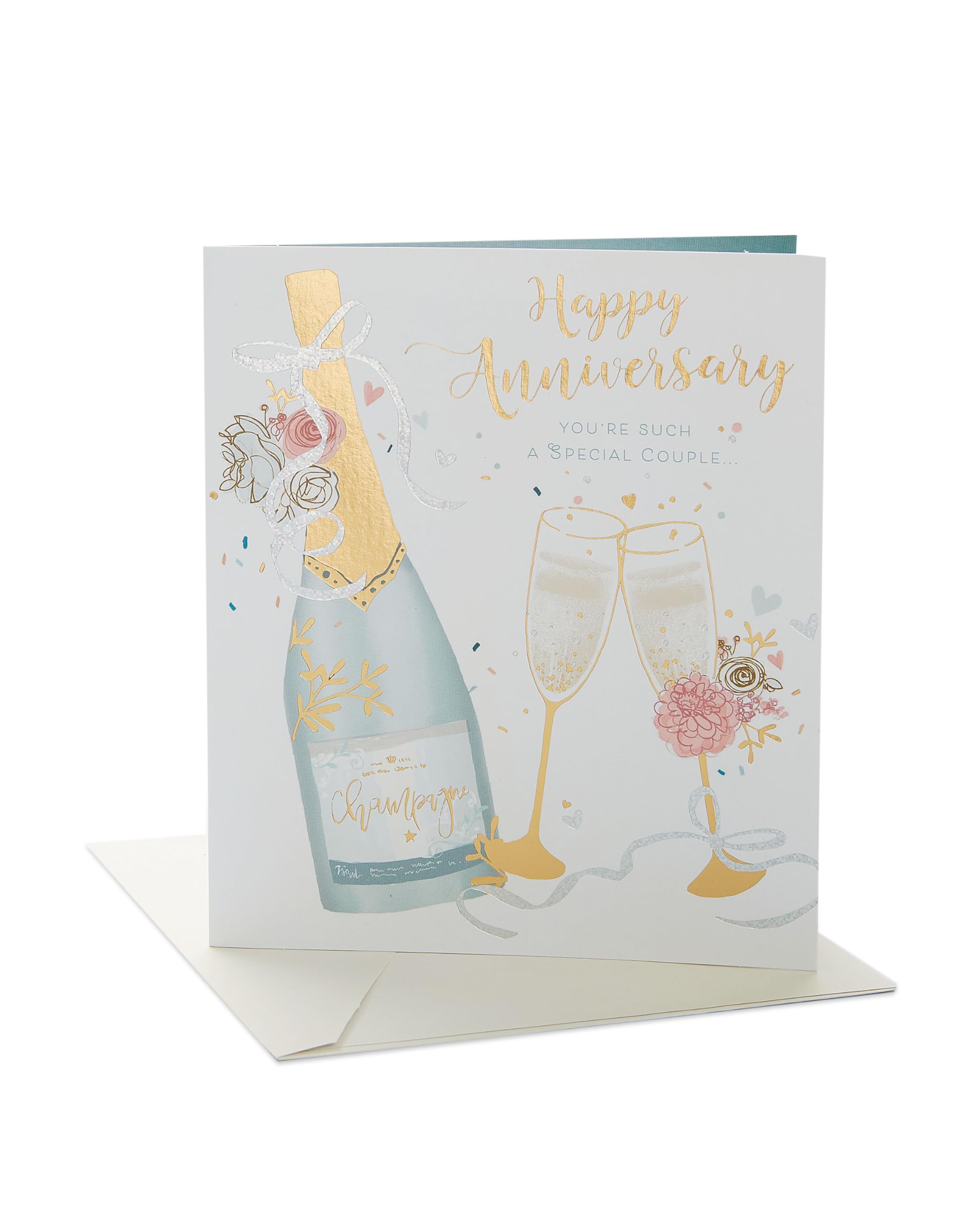 UK Greetings Anniversary Card - Champagne & Flutes Design | 165 x 190 mm