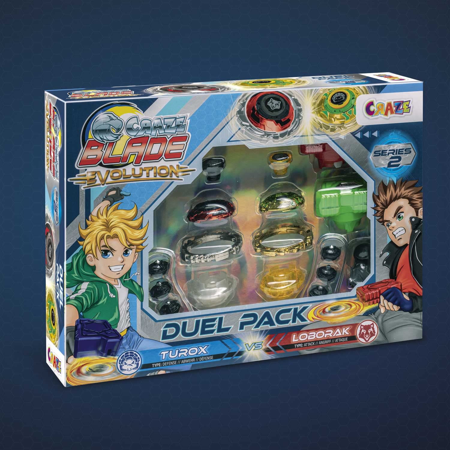 CRAZE Bladez Turox Loborak Evolution Spinning Top Duel Pack - Customizable Metal Fusion Blades | Ages 3+ 2