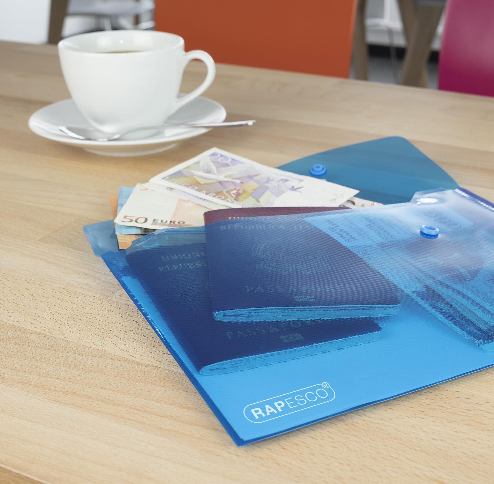 RAPESCO 1679 ECO Recycled Popper Wallets - A5, Pack of 10, Assorted Bright Transparent Colours 4