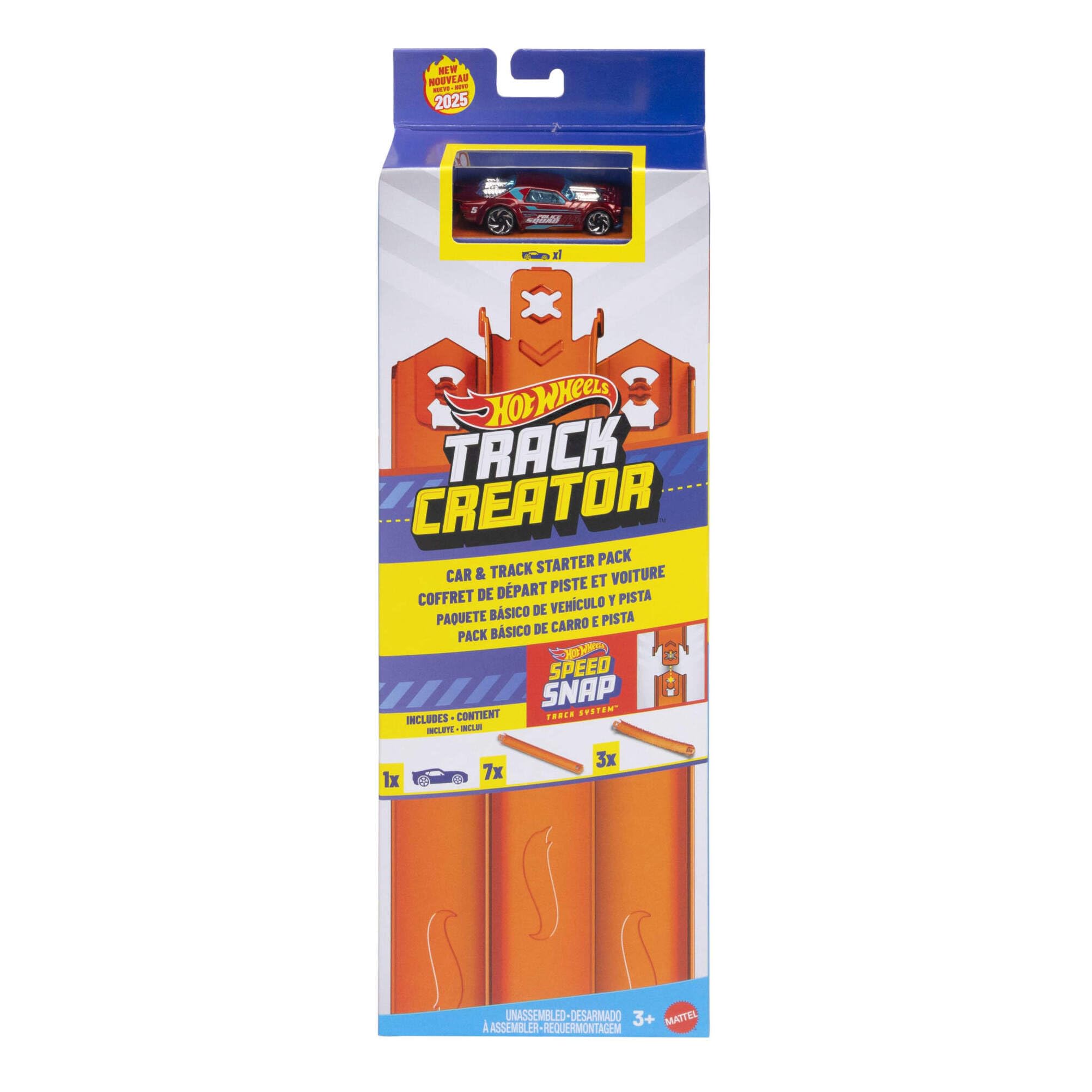 Hot Wheels Track Creator Starter Pack - 10 Feet Speed Snap Track with 1:64 Scale Race Car