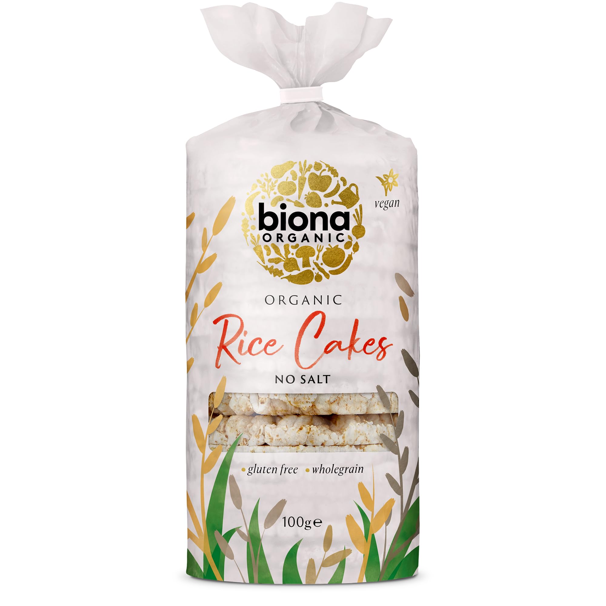 Biona Organic Unsalted Rice Cakes - 100% Wholegrain Brown Rice | Source of Fibre | Gluten Free (12 x 100g) 1