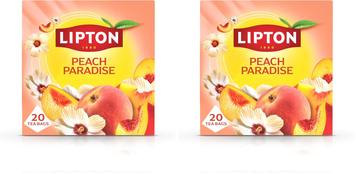 Lipton Peach Paradise Fruit Infusion Herbal Tea Bags - 20 Count (Pack of 2)