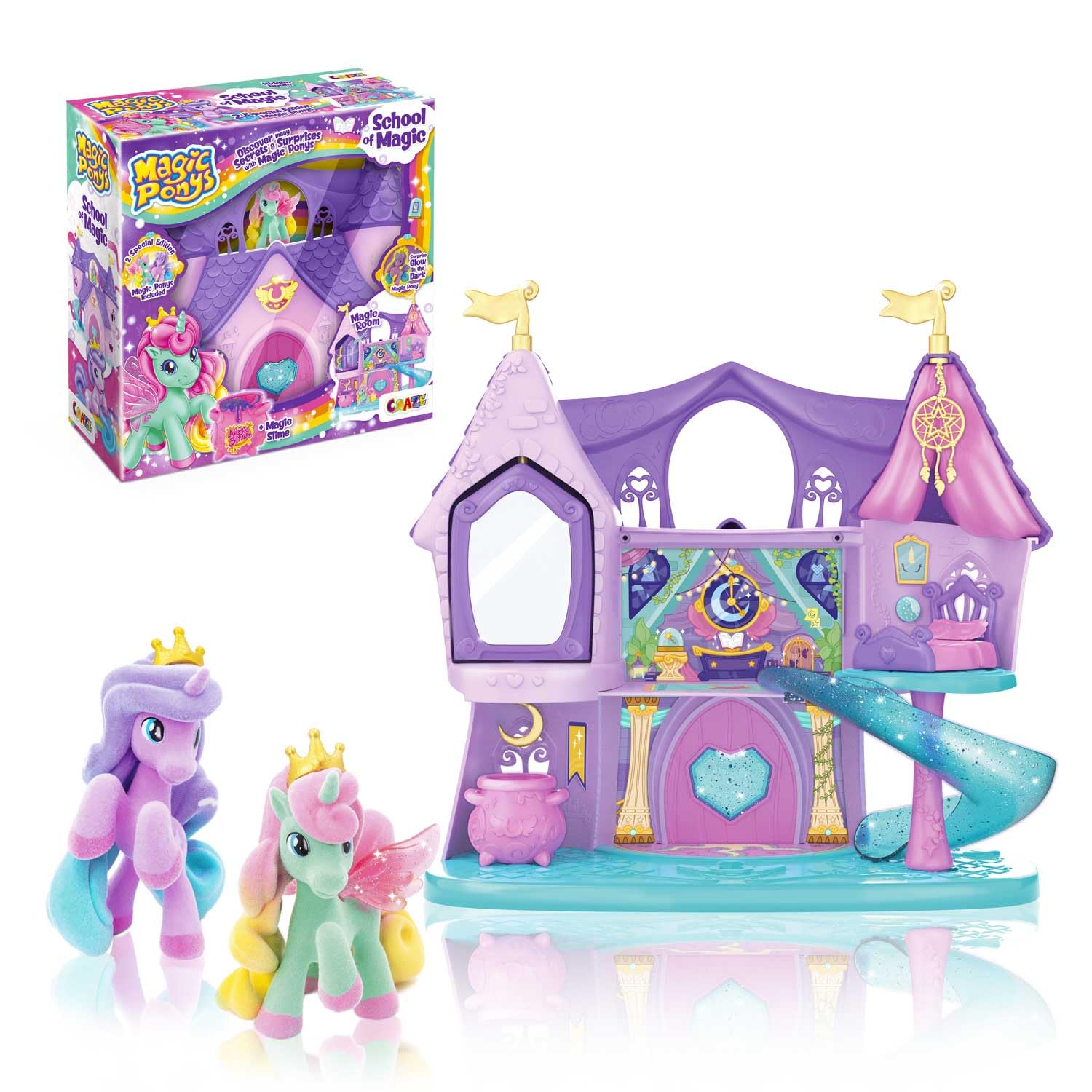 CRAZE Magic Ponys School Playset with Glow-in-the-Dark Pony Figure | Ages 3+