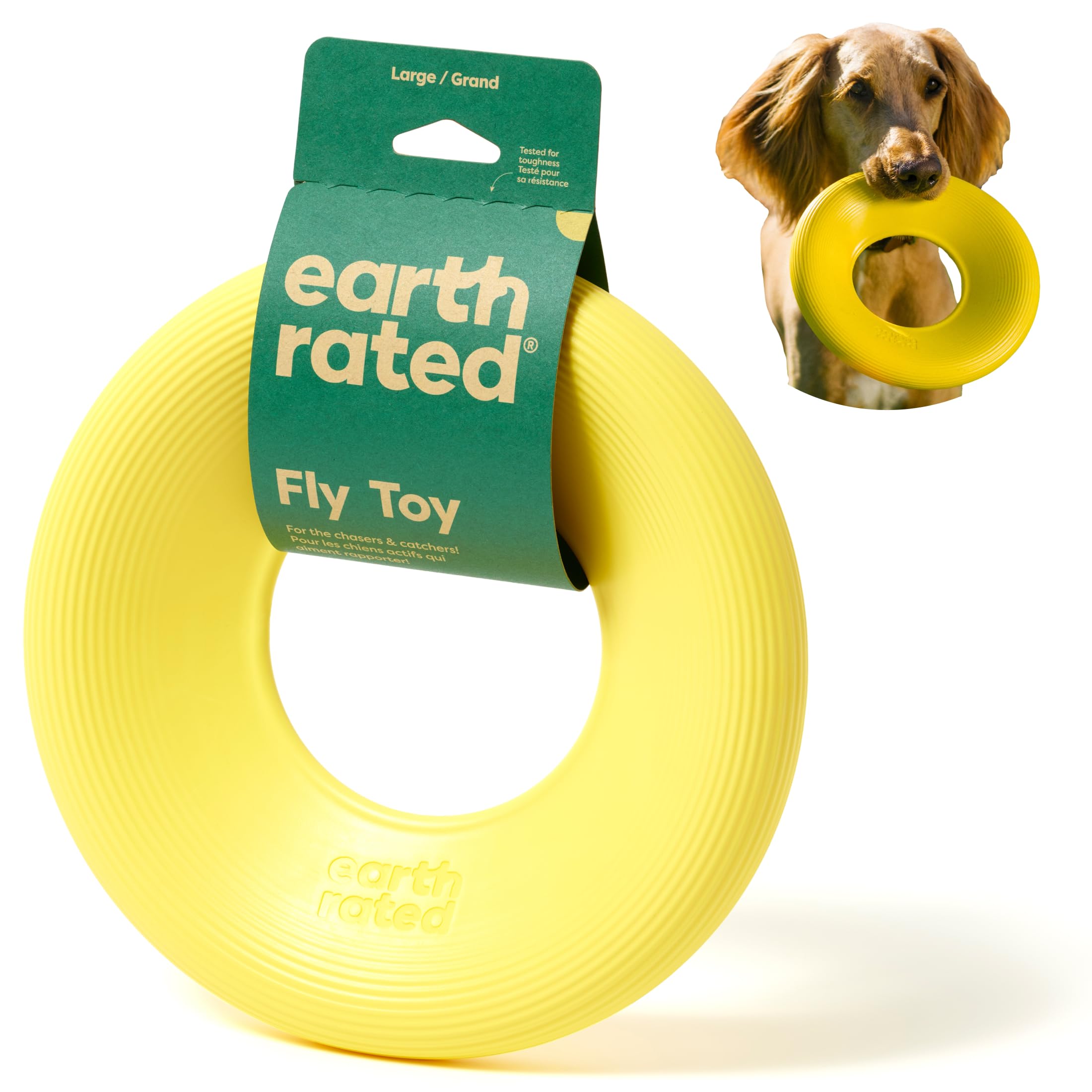 Earth Rated Flying Disc Dog Toy - Bright Yellow, 8.7" Diameter, Large Dog Size