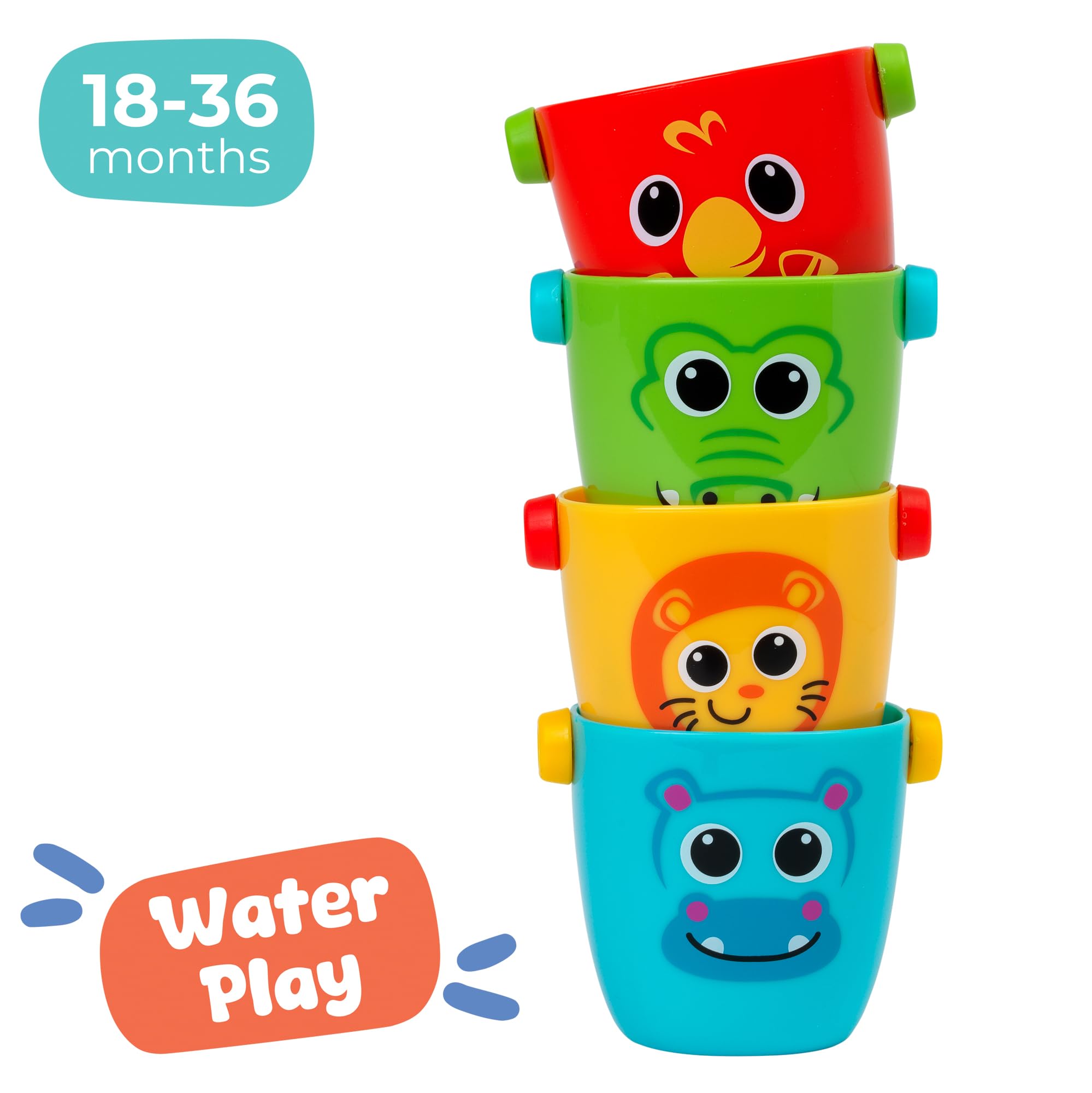 John Adams Play Tots Animal Bath Buckets Set - 4 Colorful Characters | Ages 12-72 Months 2