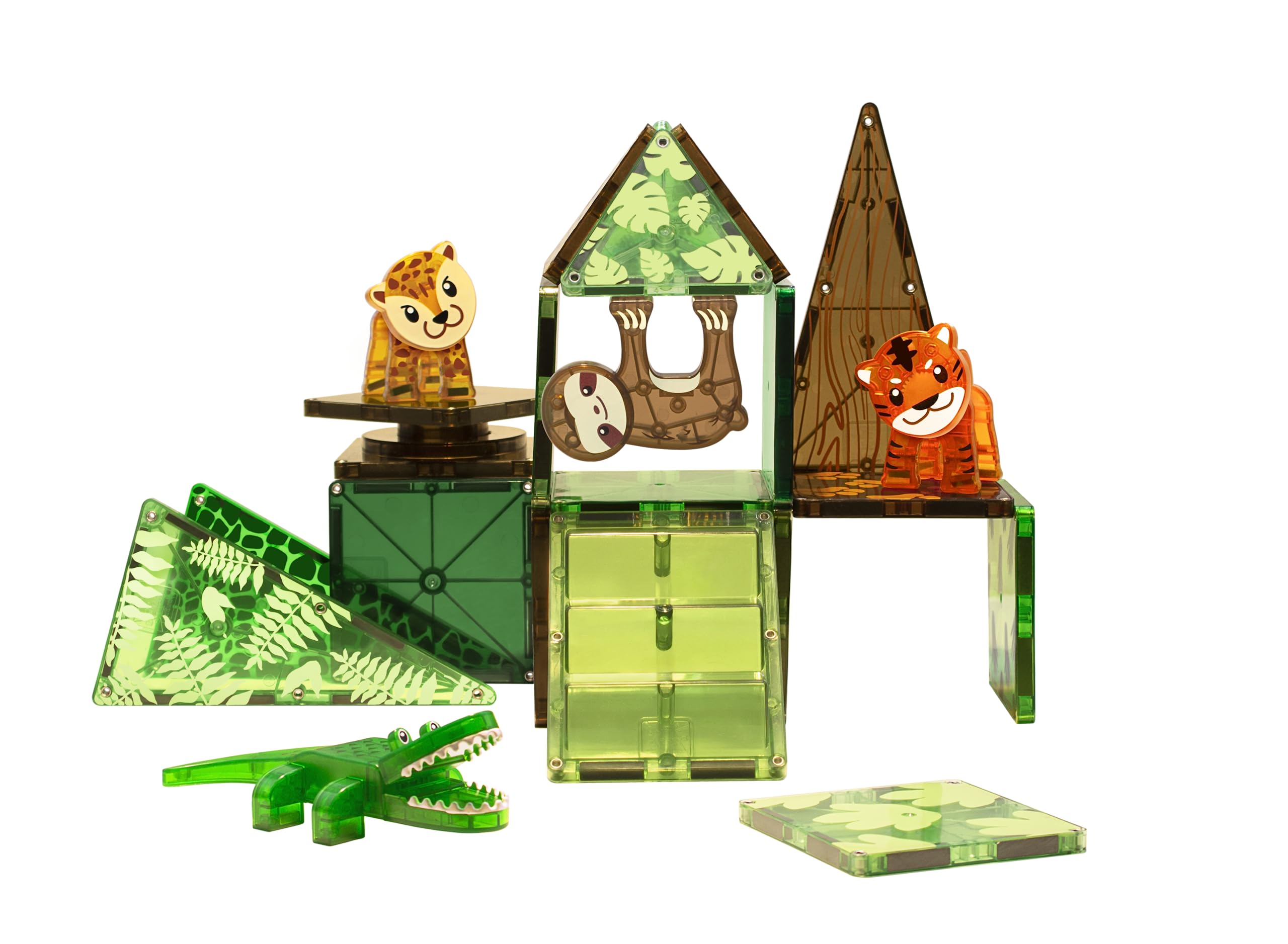 Magna-Tiles Jungle Animals 25-Piece Set - Magnetic Building Tiles, Clear Colors, Ages 3+ 6