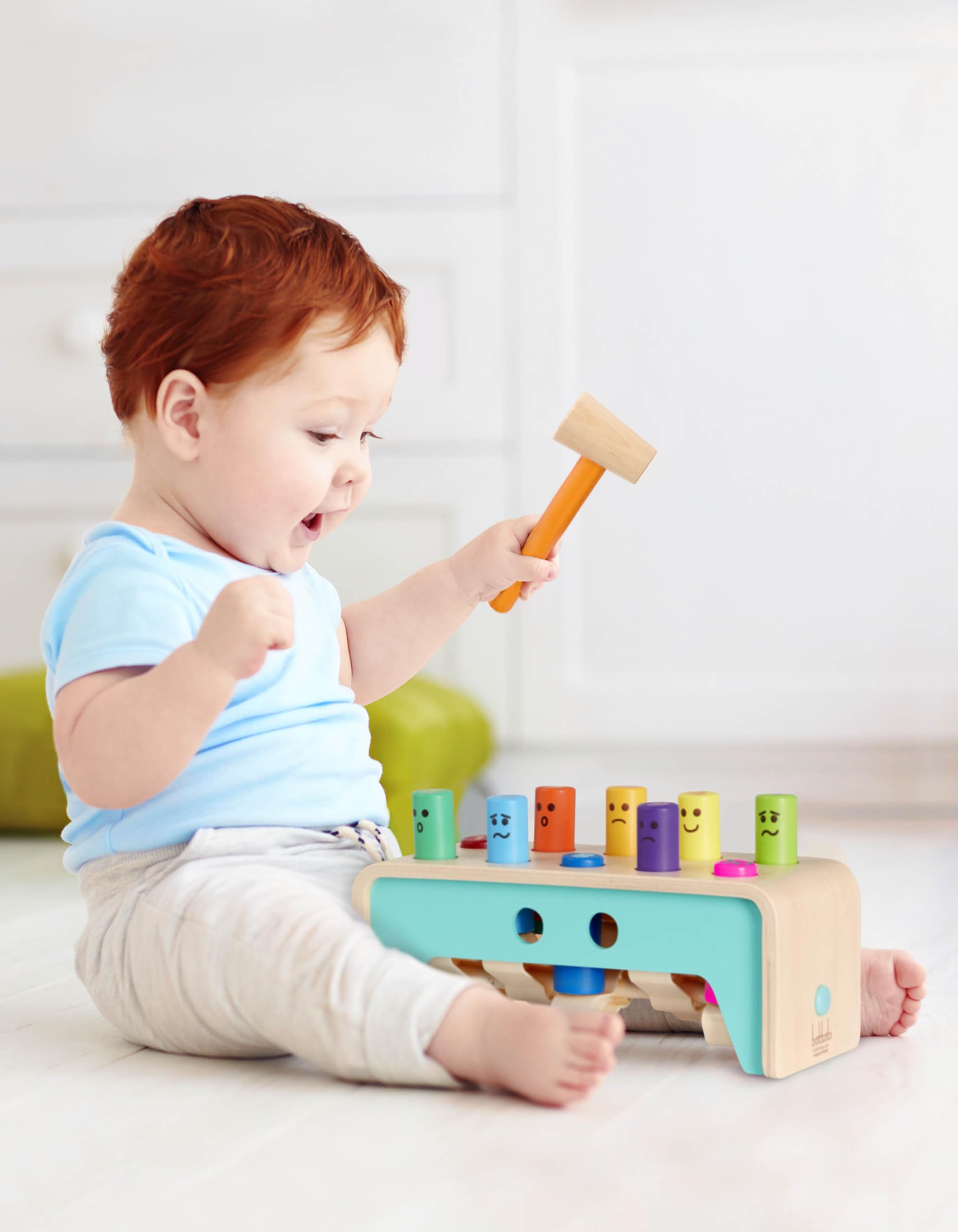 Battat Wooden Hammer Toy for Kids and Toddlers - Pounding Bench with 10 Pegs | Wood Construction | Ages 1+ 8
