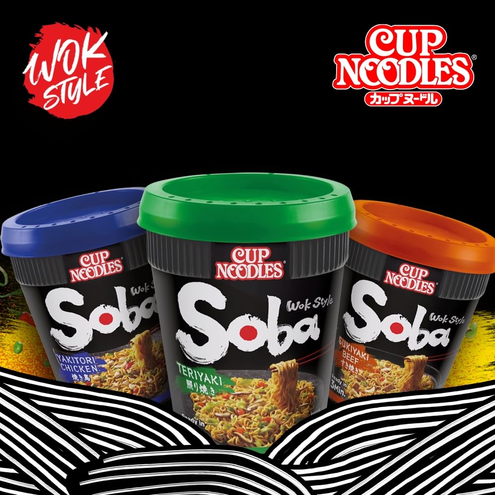 NISSIN Cup Noodles Soba Wok Style Chilli Flavoured Instant Noodles, 92 g, Pack of 8 5