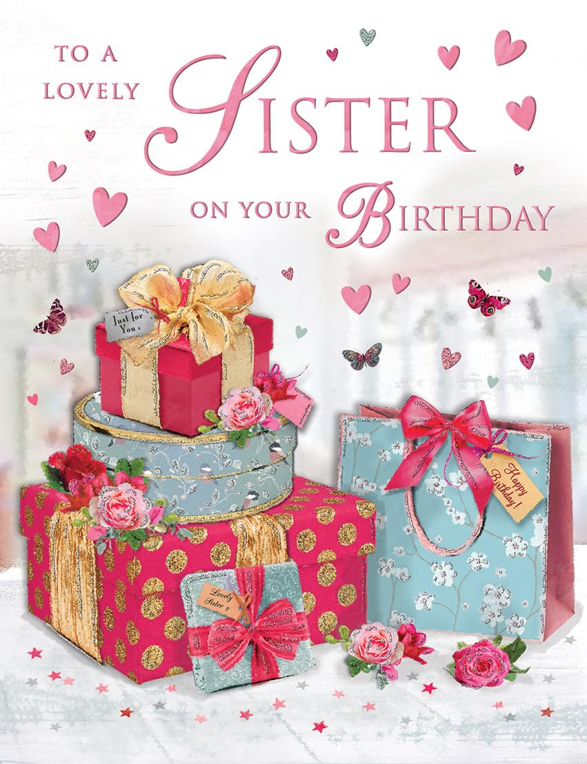 Regal Publishing Traditional Birthday Card for Sister | 8 x 6 Inches | Multicolor