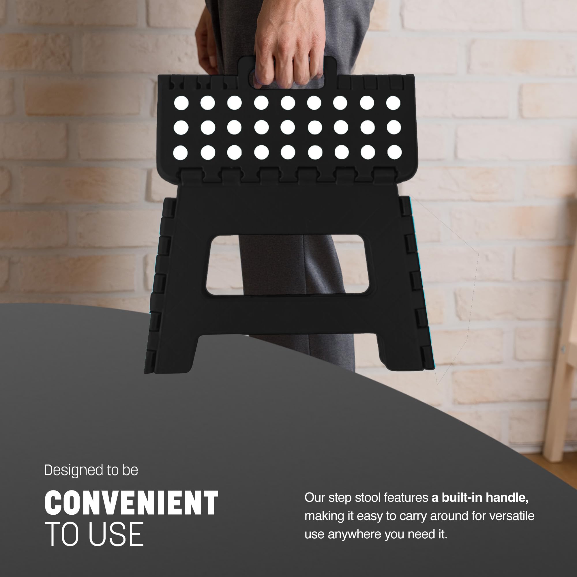 KEPLIN 9 Inch Folding Step Stool - Heavy Duty Plastic | 150kg Capacity | Black 4