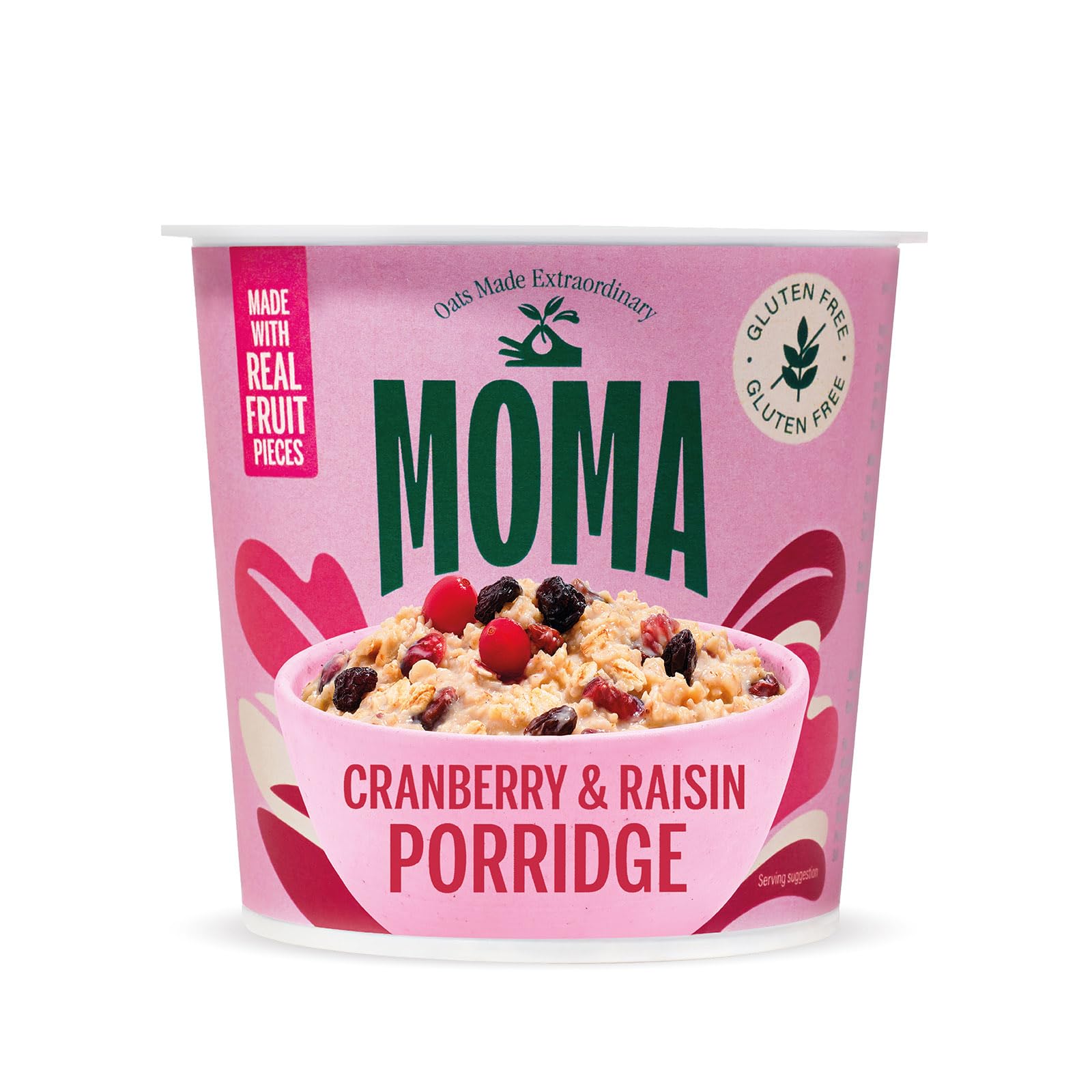 MOMA Instant Porridge-Becher Cranberry & Rosinen – 70 g – Glutenfrei, ballaststoffreich, Proteinquelle, reich an Vitamin B6