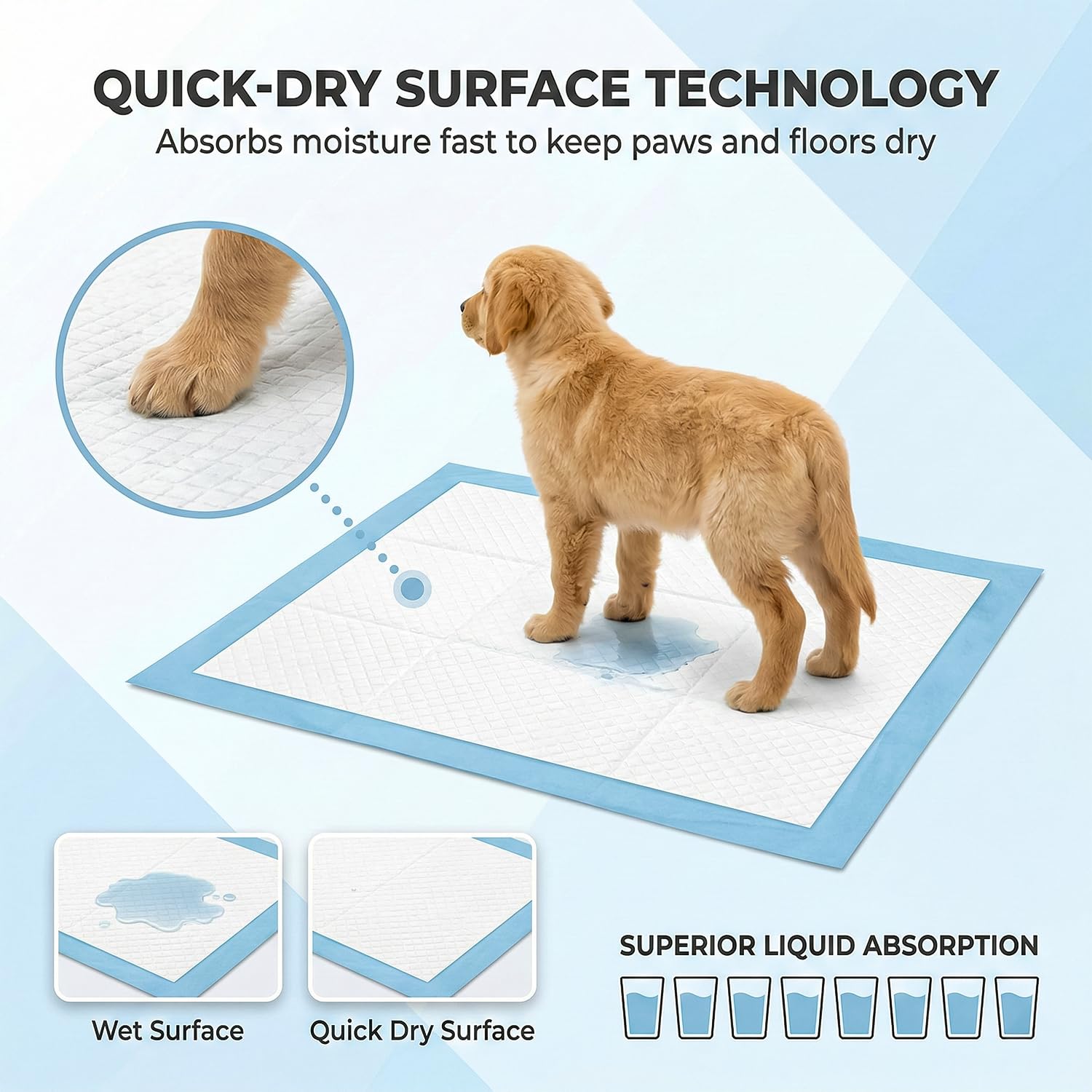 DrySmart Puppy Training Pads - 50 Pack Large 56x56cm Ultra-Absorbent Disposable Pads 5