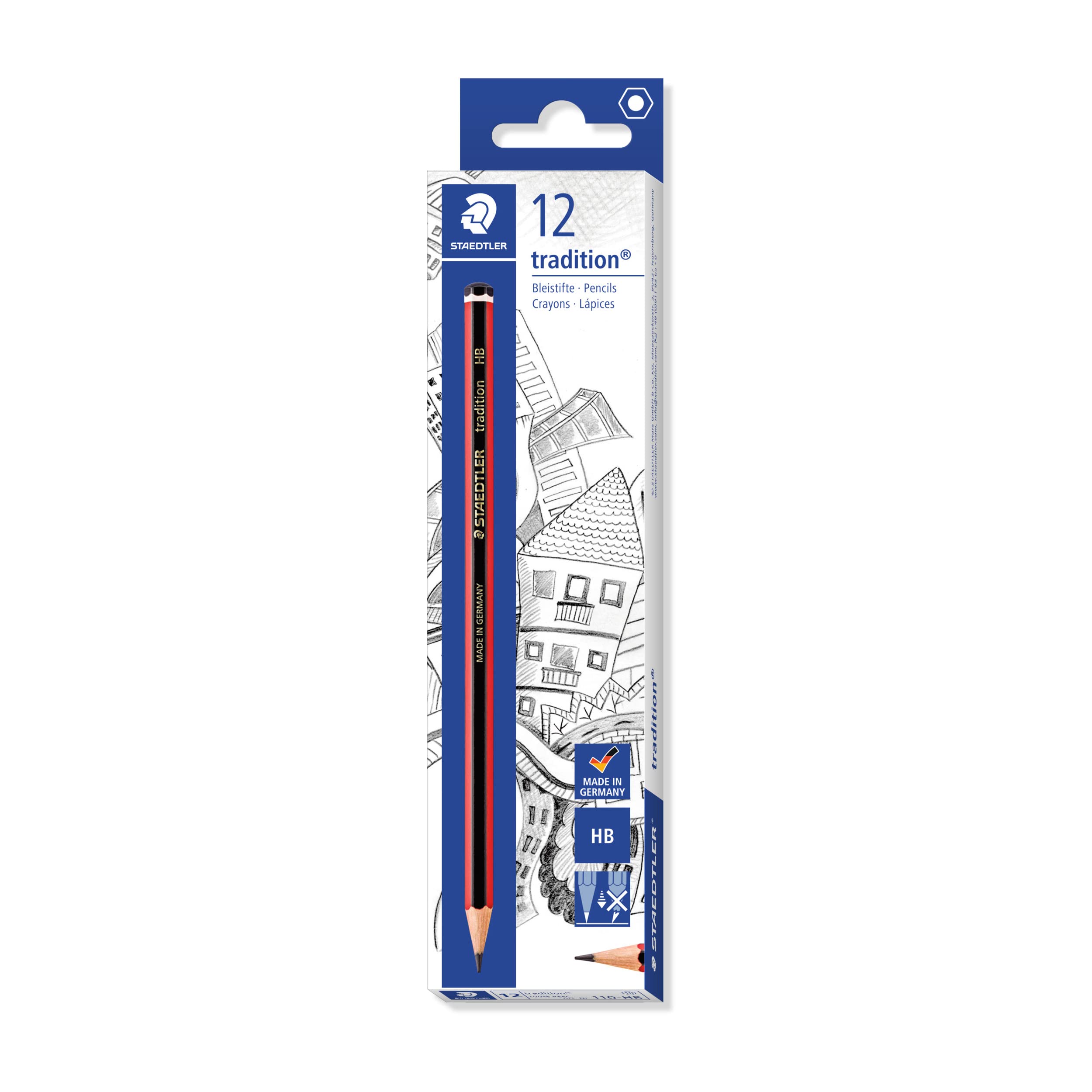 STAEDTLER 110-HB Tradition Graphite Pencil for Drawing & Sketching - HB (Box of 12) 1