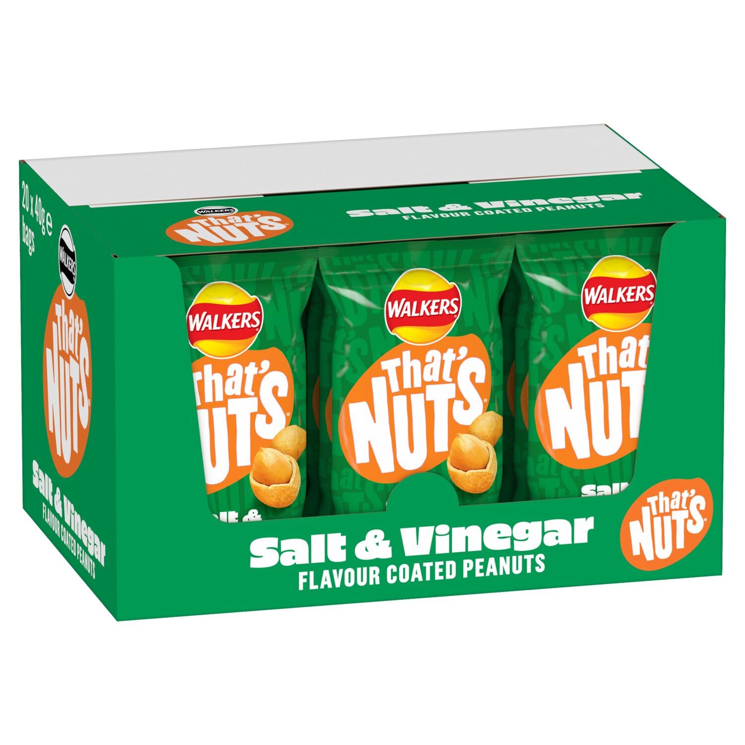 That's Nuts Walkers Salt & Vinegar Peanuts Grab Bag Case | 20 x 40g Bags | 800g Total 1
