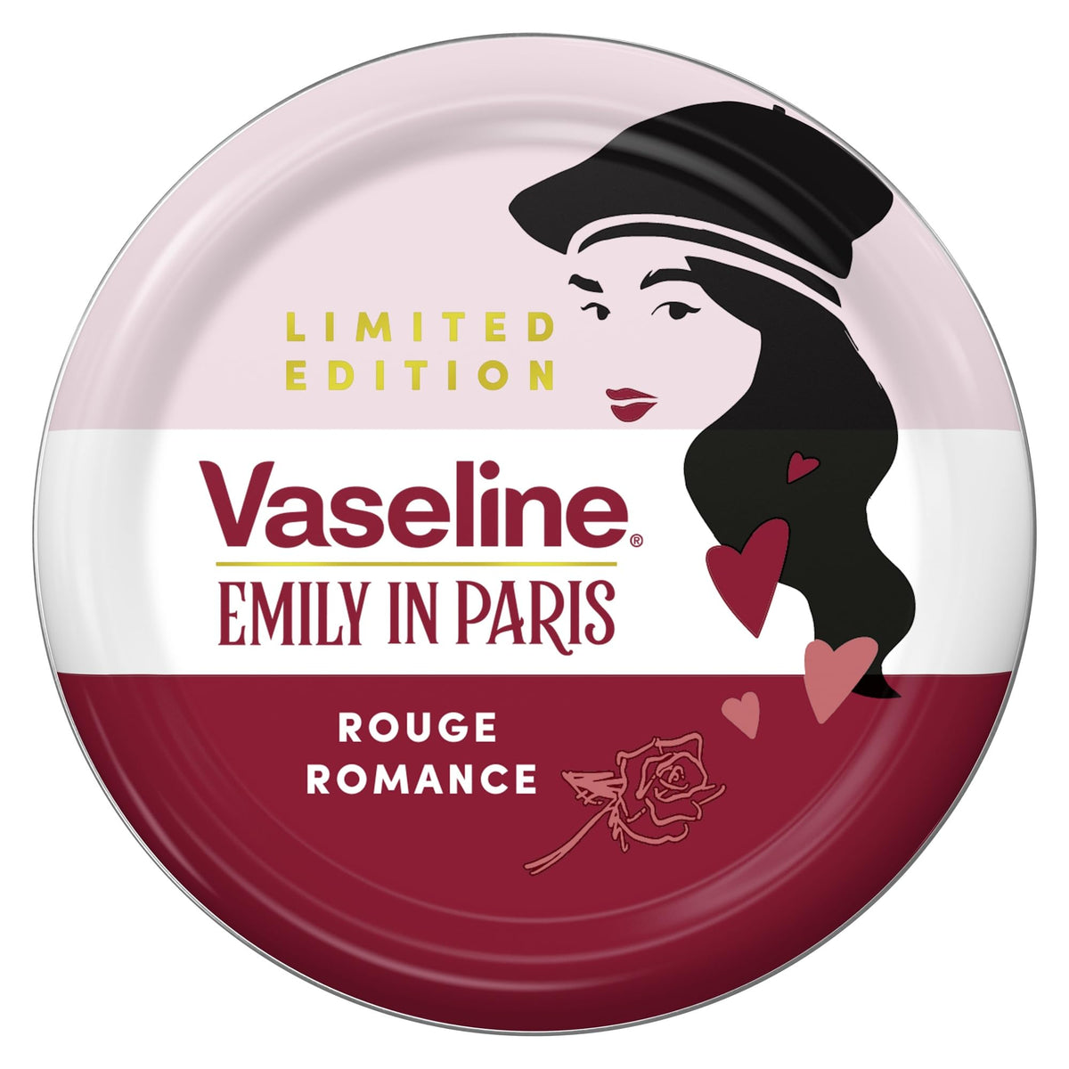 Vaseline x Emily in Paris Rouge Romance Lip Balm Tin - Limited Edition, Moisturizing, Glossy Finish