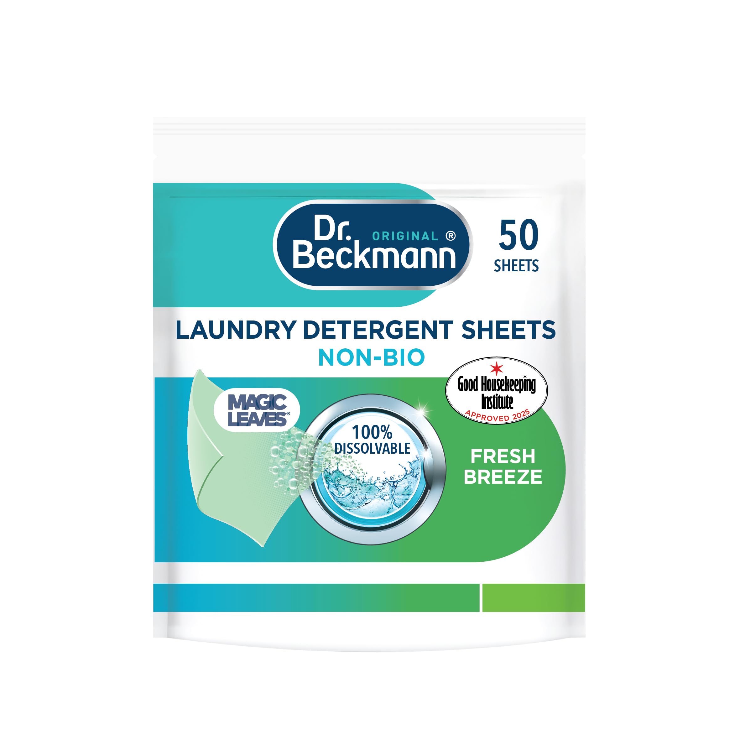 Dr. Beckmann Laundry Detergent Sheets NON-BIO SPRING FRESH Pre-dosed, 50 count