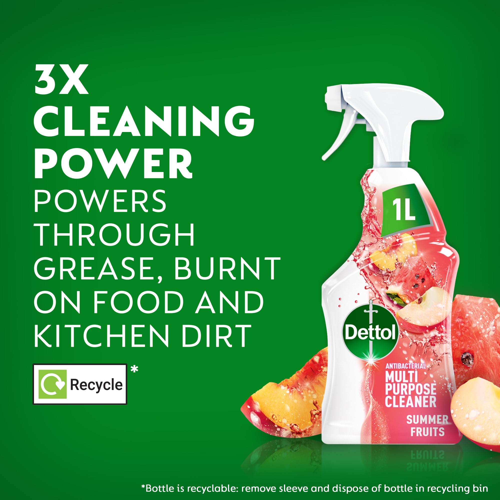Dettol Antibacterial Cleaning Spray Summer Fruits - Kills 99.9% Bacteria | 1L Liquid 2