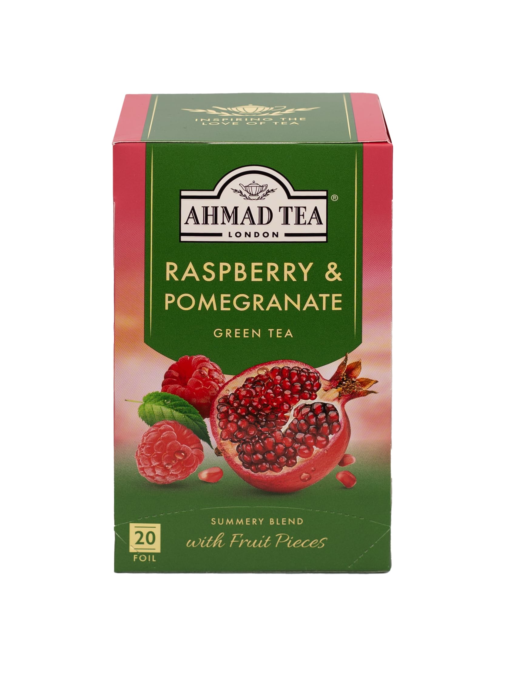 Ahmad Tea Raspberry & Pomegranate Green Tea - 20 Teabag Sachets | Chun Mee Leaf 1