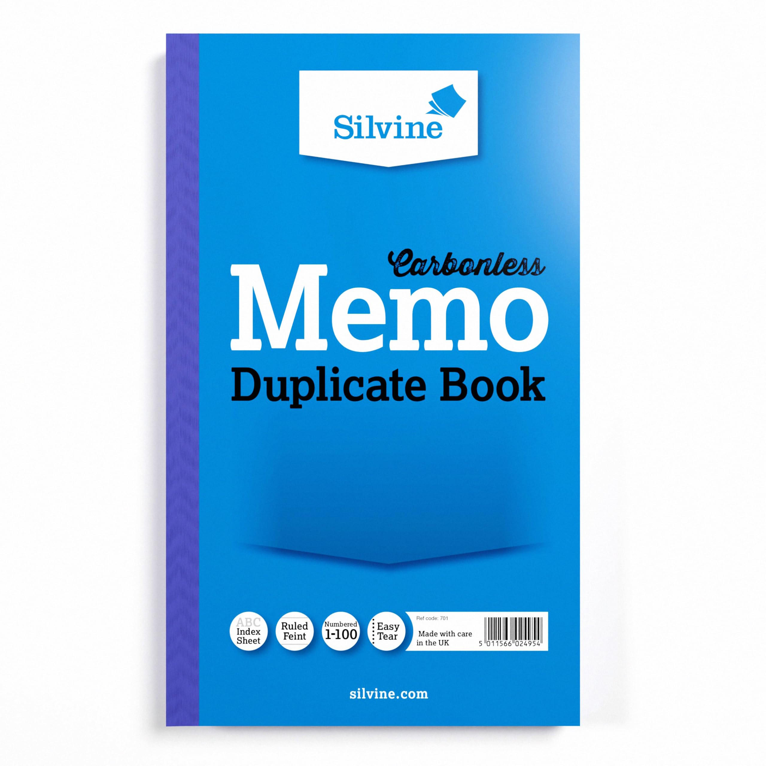 Silvine Carbonless Duplicate Memo Book - Numbered 1-100 with Index Sheet | 210 x 127mm