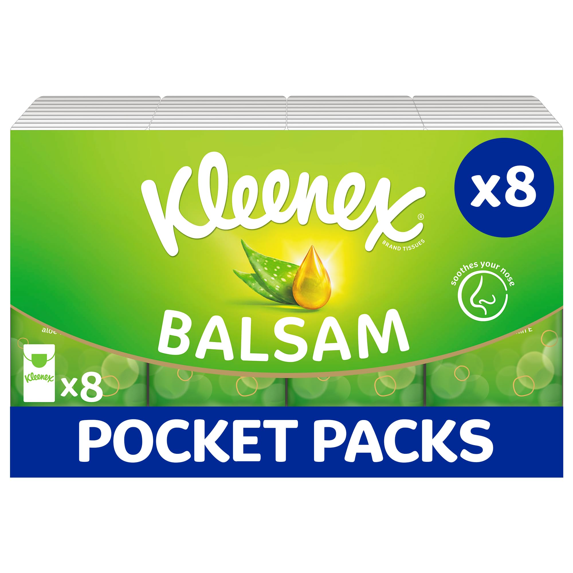 Kleenex Balsam Pocket Tissues - 8 Packs of 9 Tissues with Soothing Balm | 4-Ply 1