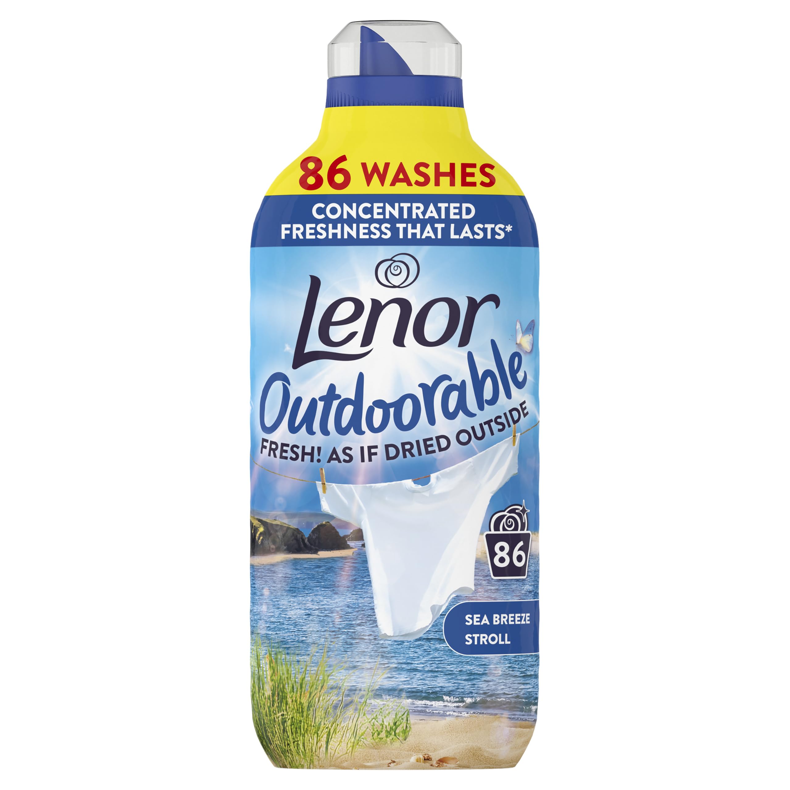 Lenor Outdoorable Liquid Fabric Softener - Seabreeze Stroll Scent | 86 Washes | 1.204L 1