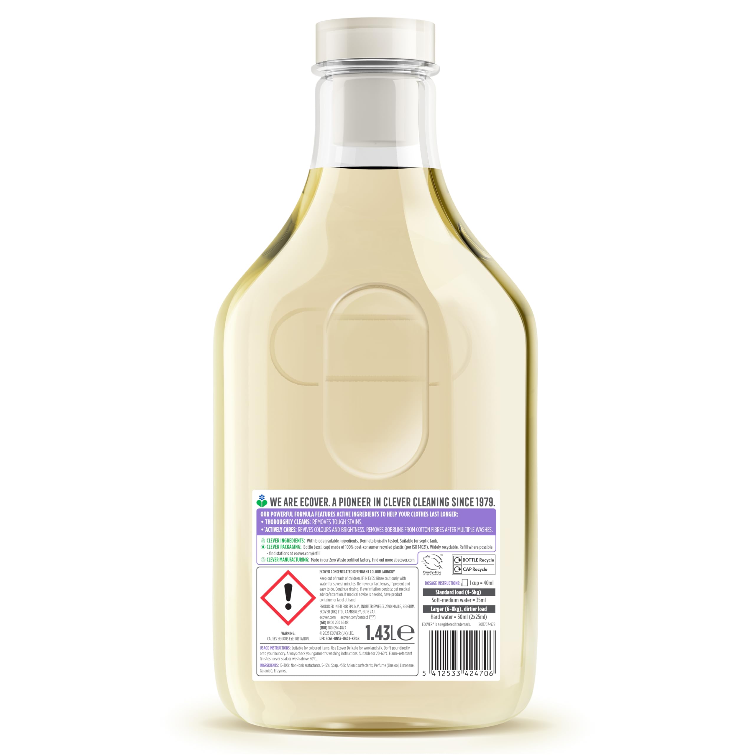 Ecover Concentrated Colour Liquid Laundry Detergent - 1.43 l, Apple Blossom & Freesia Scent 2