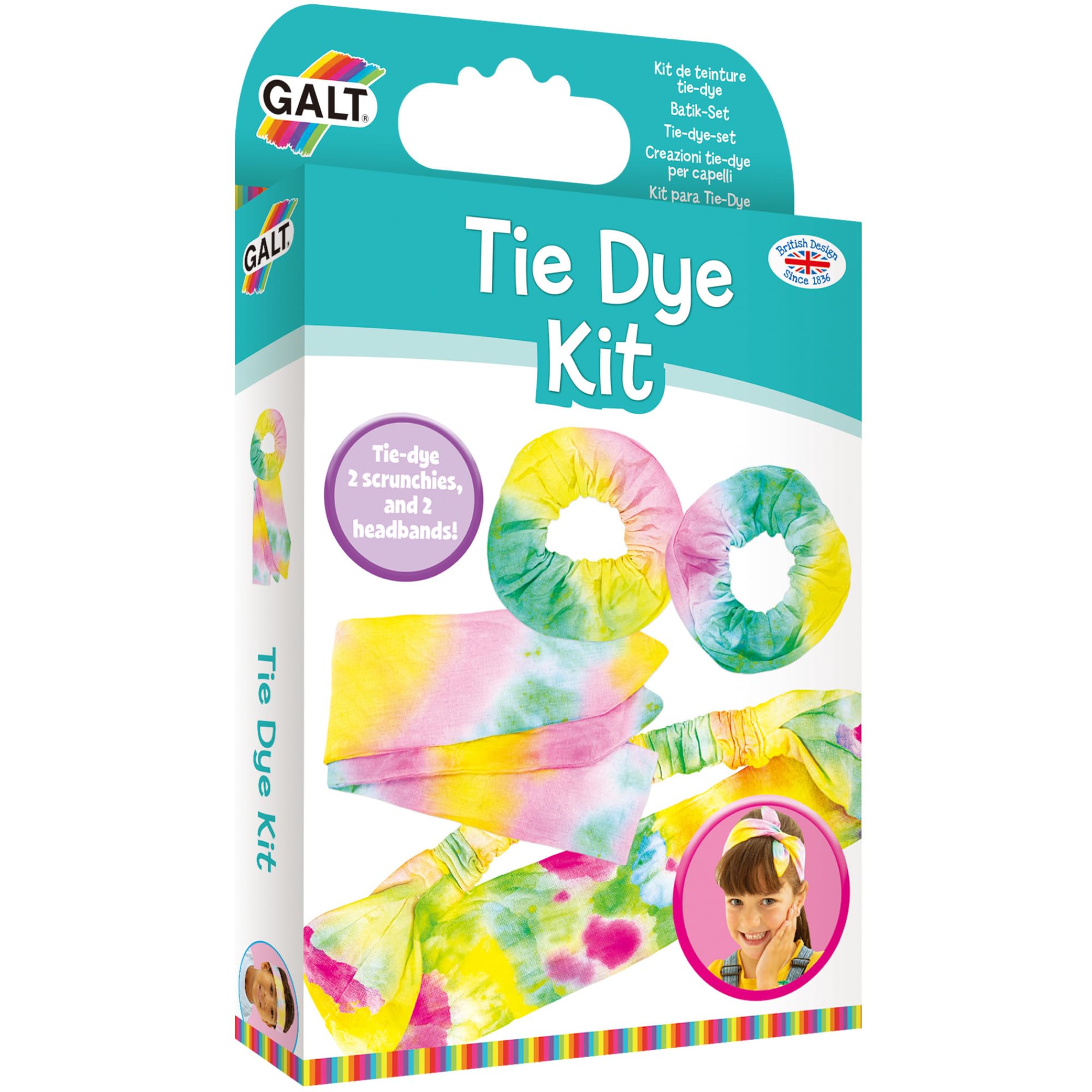Galt Tie Dye Kit for Kids - Fashion Craft Set with 4 Hair Accessories | Ages 5+ 1