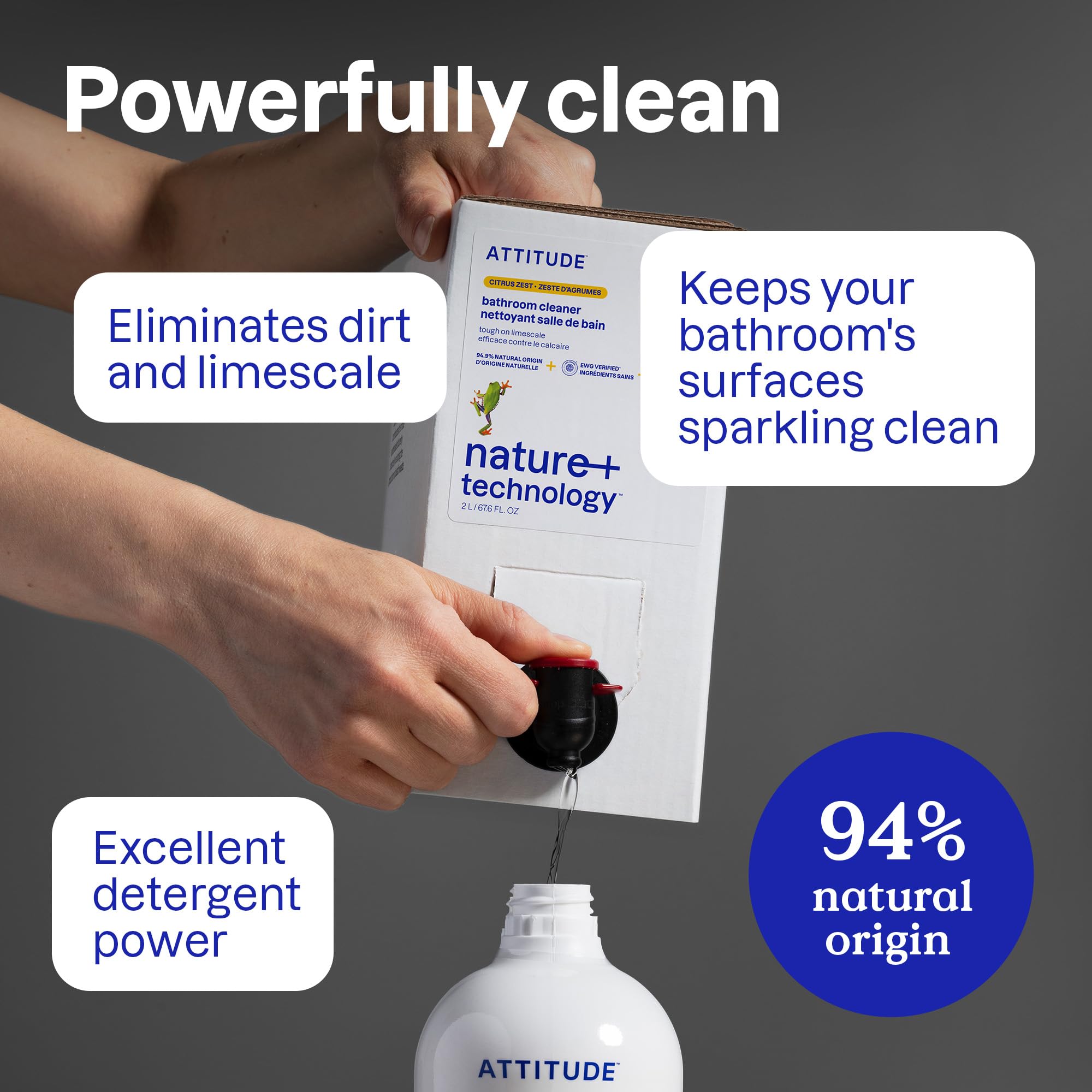ATTITUDE Bathroom Cleaner Spray - EWG Verified, Plant-Based, Vegan, Streak-Free Shine | 800 ml 3