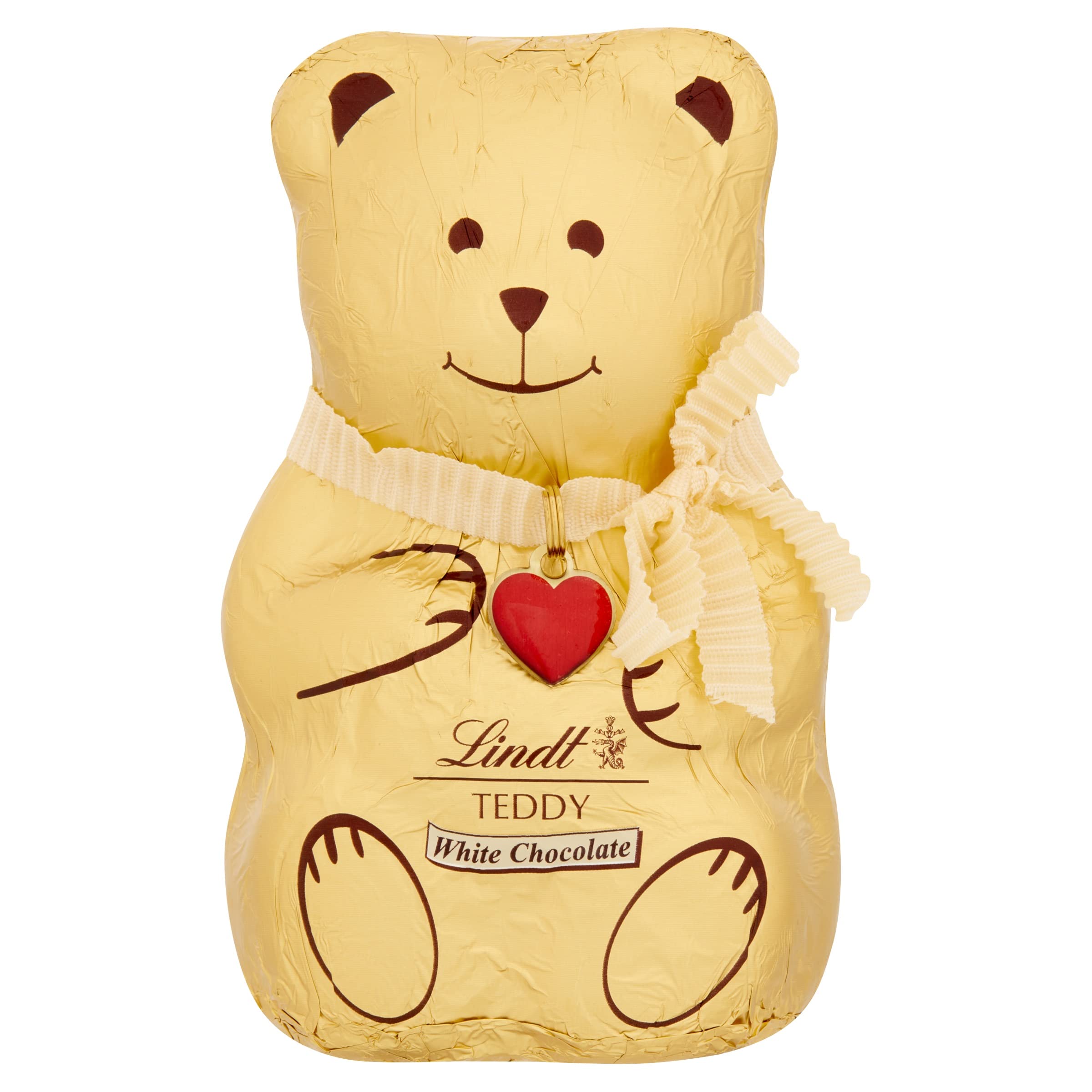 Lindt Teddy Christmas White Chocolate – 100g – Festive Gold Foil Gift