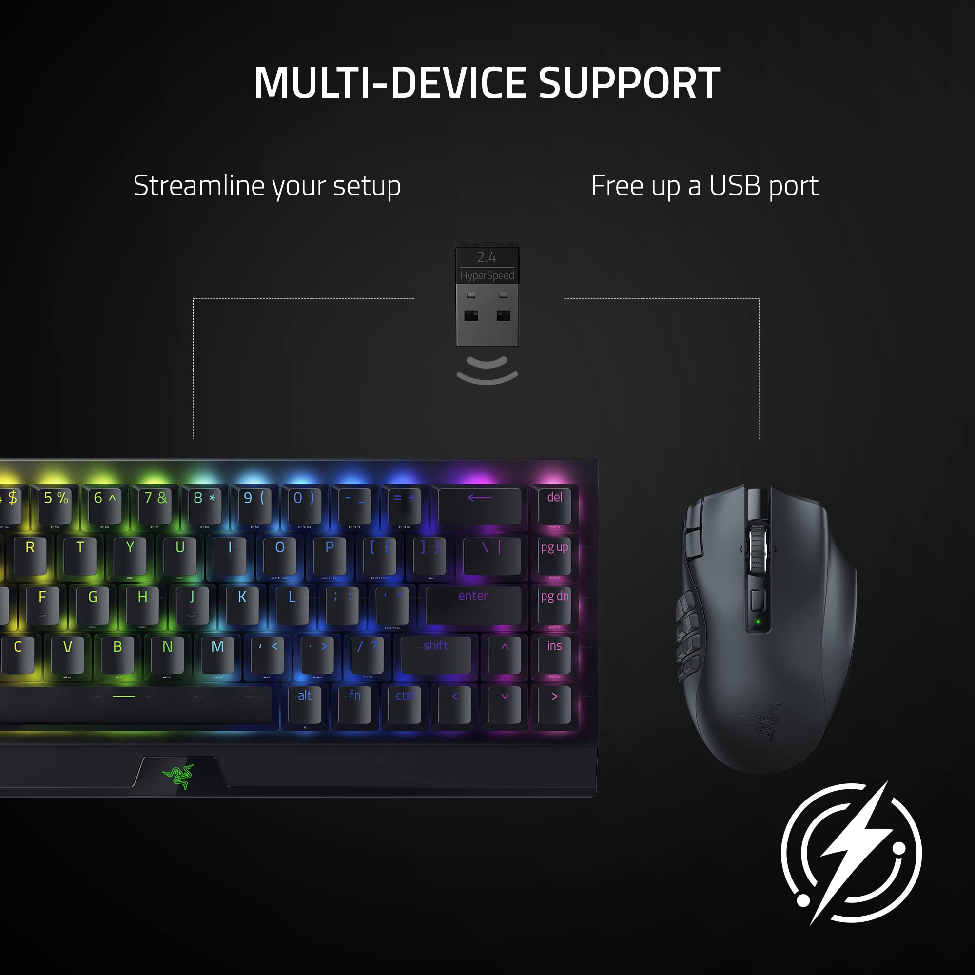 Razer Naga V2 HyperSpeed - Wireless MMO Gaming Mouse with 19 Programmable Buttons, Black 5