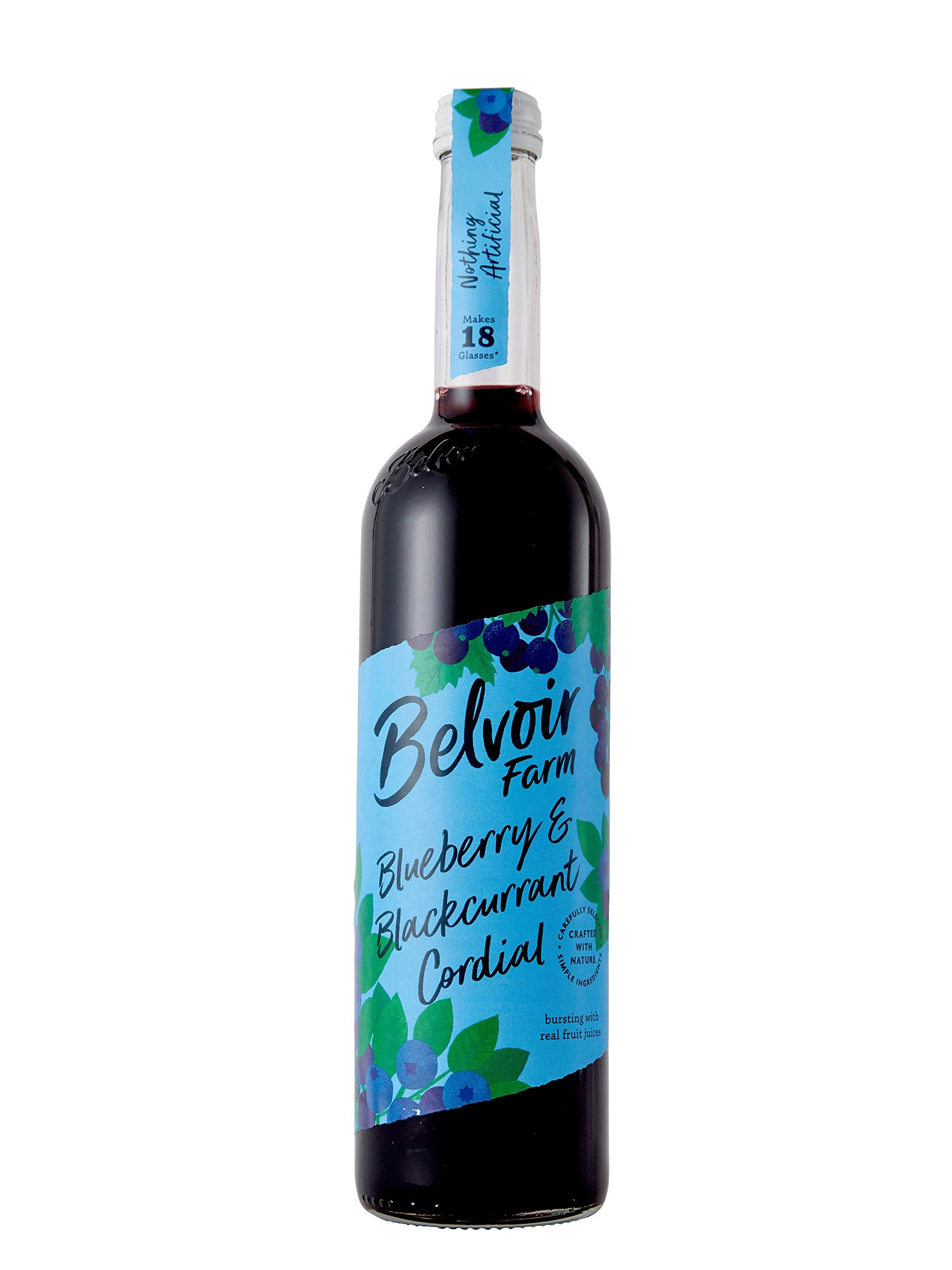 BELVOIR FRUIT FARMS Blueberry & Blackcurrant Cordial - 500 ml Liquid, Pack of 6 1