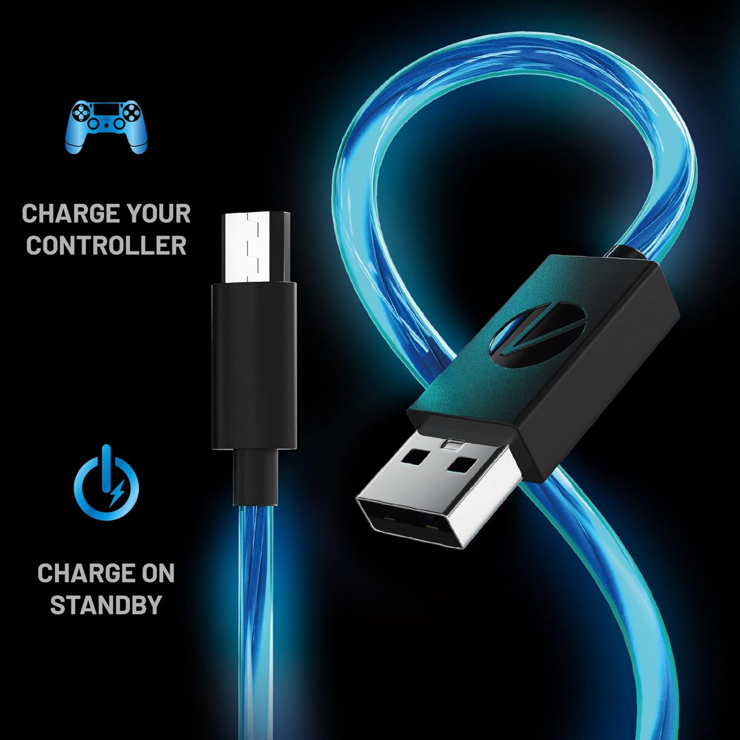 Stealth SP-LED-2M 2m LED Light-Up Twin Play & Charge Cables for PS4 DualShock Controllers 3