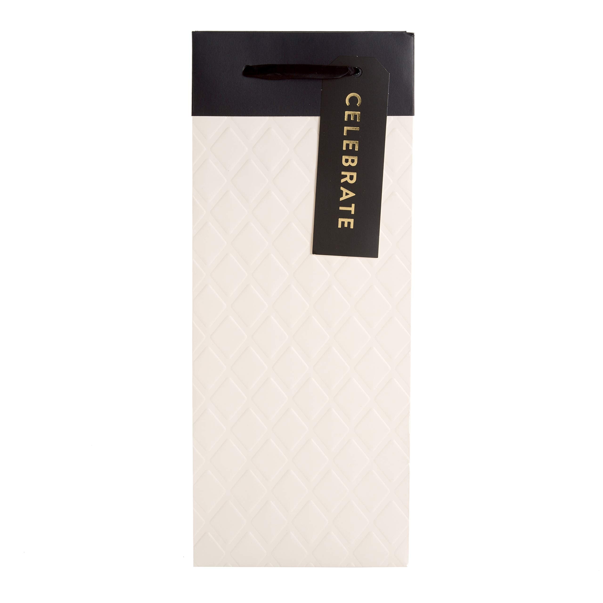 Hallmark Multi-Occasion Bottle Gift Bag - Quilted Ivory Embossed Design | 32.7cm x 13.3cm x 8.2cm 2