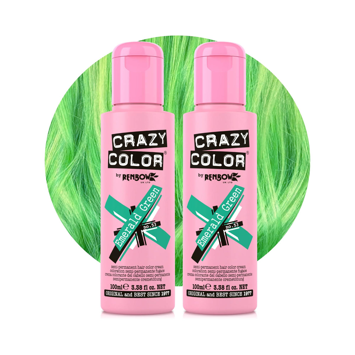 Crazy Color Emerald Green Semi Permanent Hair Dye - 2 x 100 ml