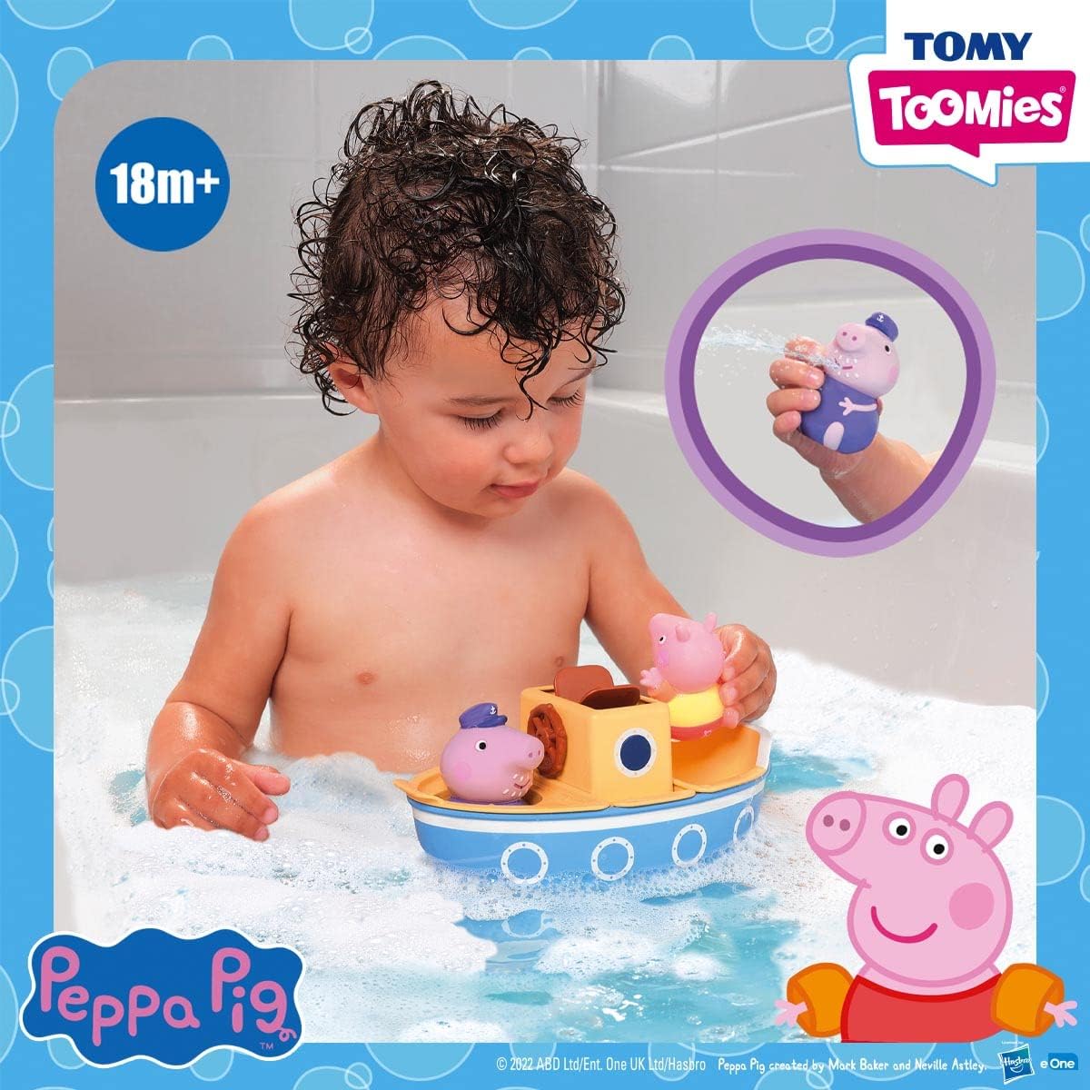 TOMY E73414 Toomies Grandpa Pig’s Splash & Pour Boat - 4 Pc Bath Time Playset 4