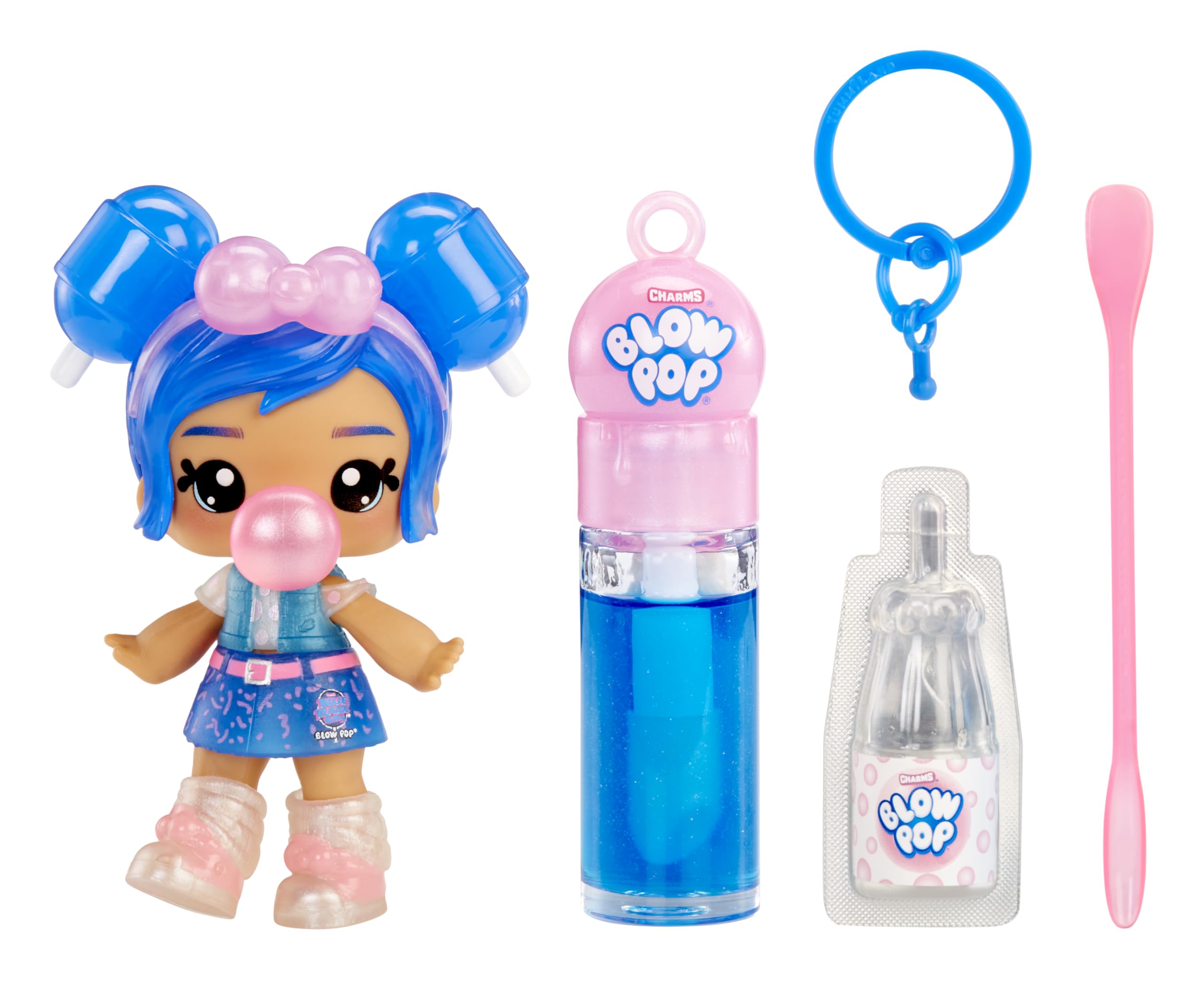 Yummiland x Blow Pop Lip Gloss Doll - Lulu Raspberry DIY Kit with Keychain, Articulated Fashion Doll & Customizable Accessories 9