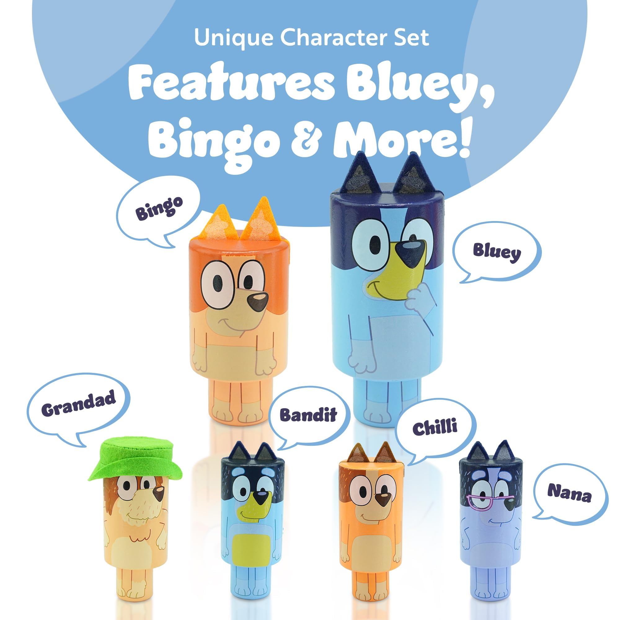 Bluey Wooden Character Skittles Set - Indoor/Outdoor Bowling Game | Ages 3+ 3