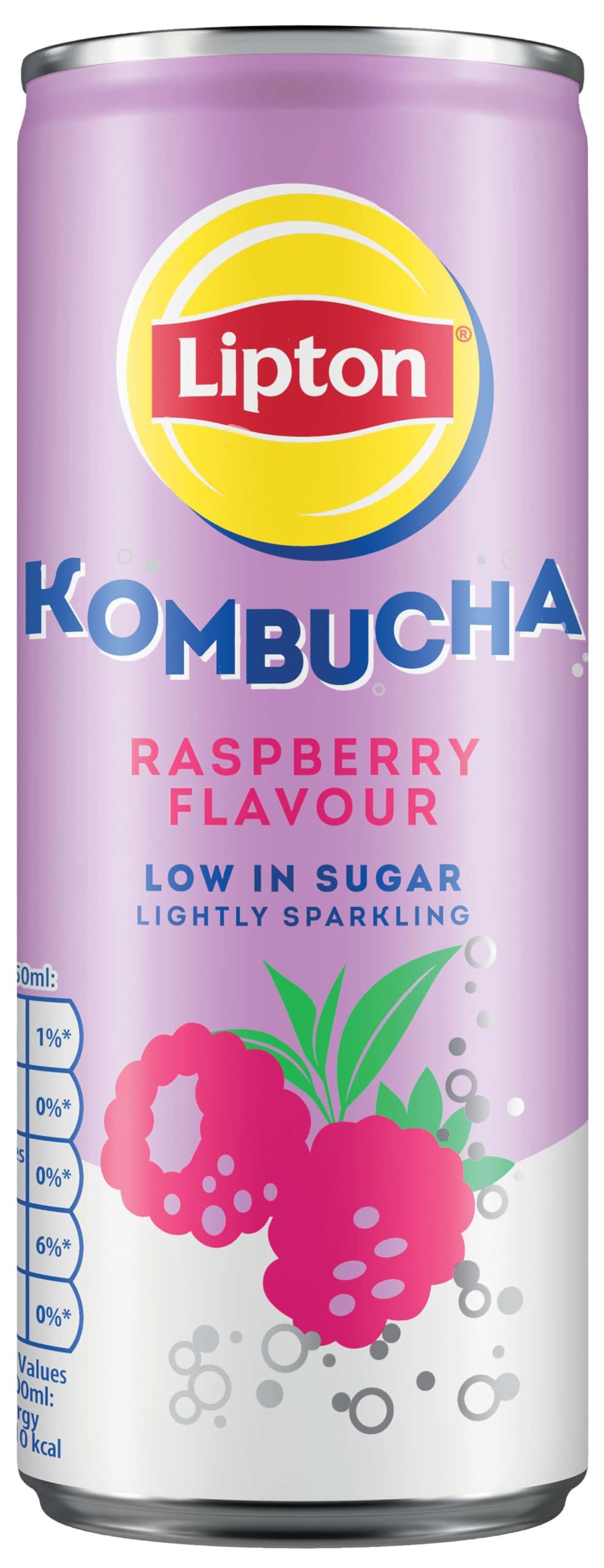 Lipton Raspberry Kombucha - 250ml (Pack of 4) | Live Cultures | Low Sugar