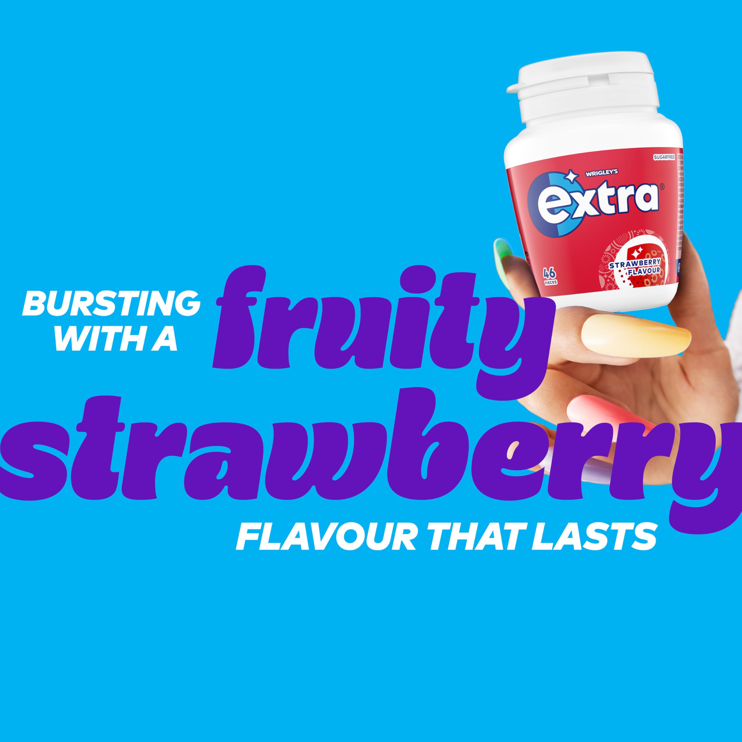 Extra Strawberry Sugar Free Chewing Gum Bottle - 46 Pieces | Tooth-Friendly Xylitol 2