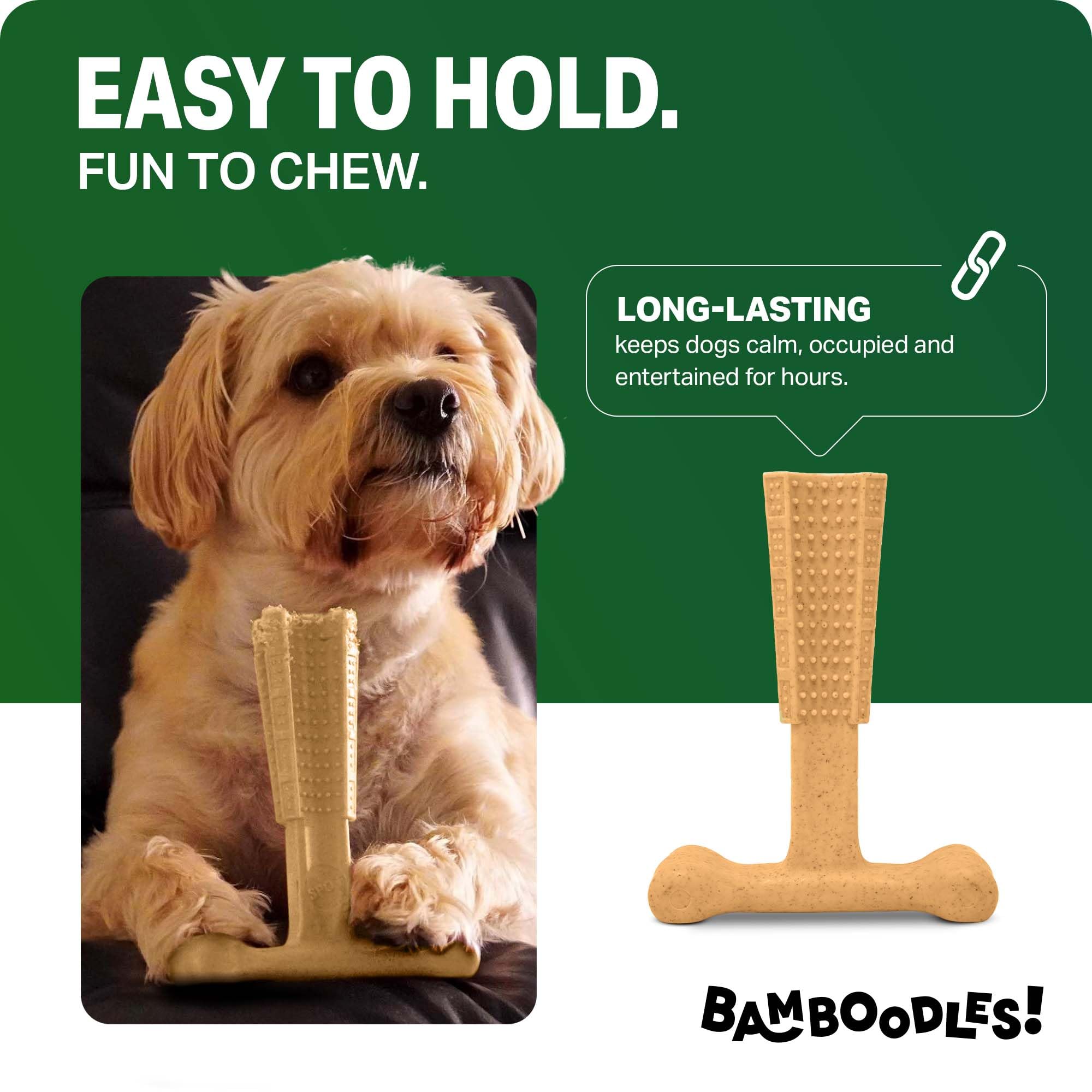 Bamboodles T-Bone Dog Chew Toy - Large Size | Chicken Flavour | Durable Nylon Bamboo 2
