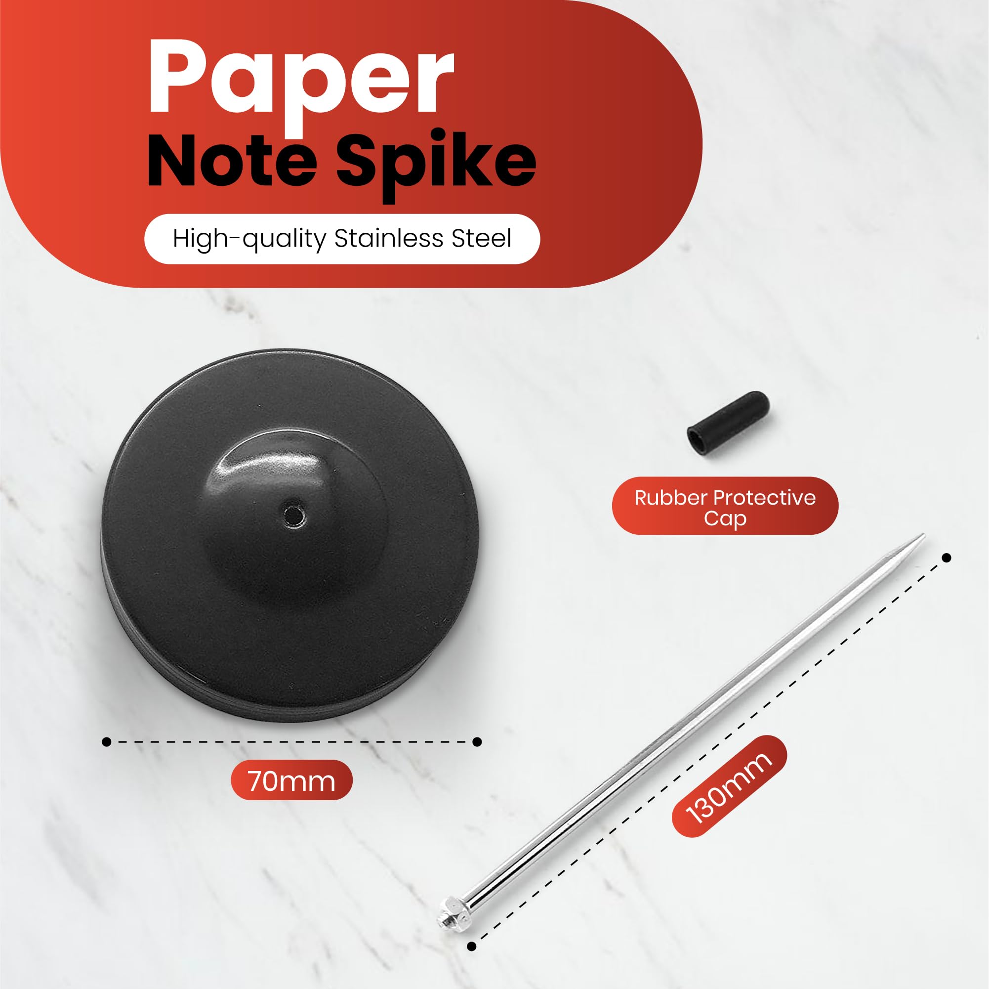 Janrax Stainless Steel Paper Spike - Heavy Base | 13cm Tall | Safety Tip