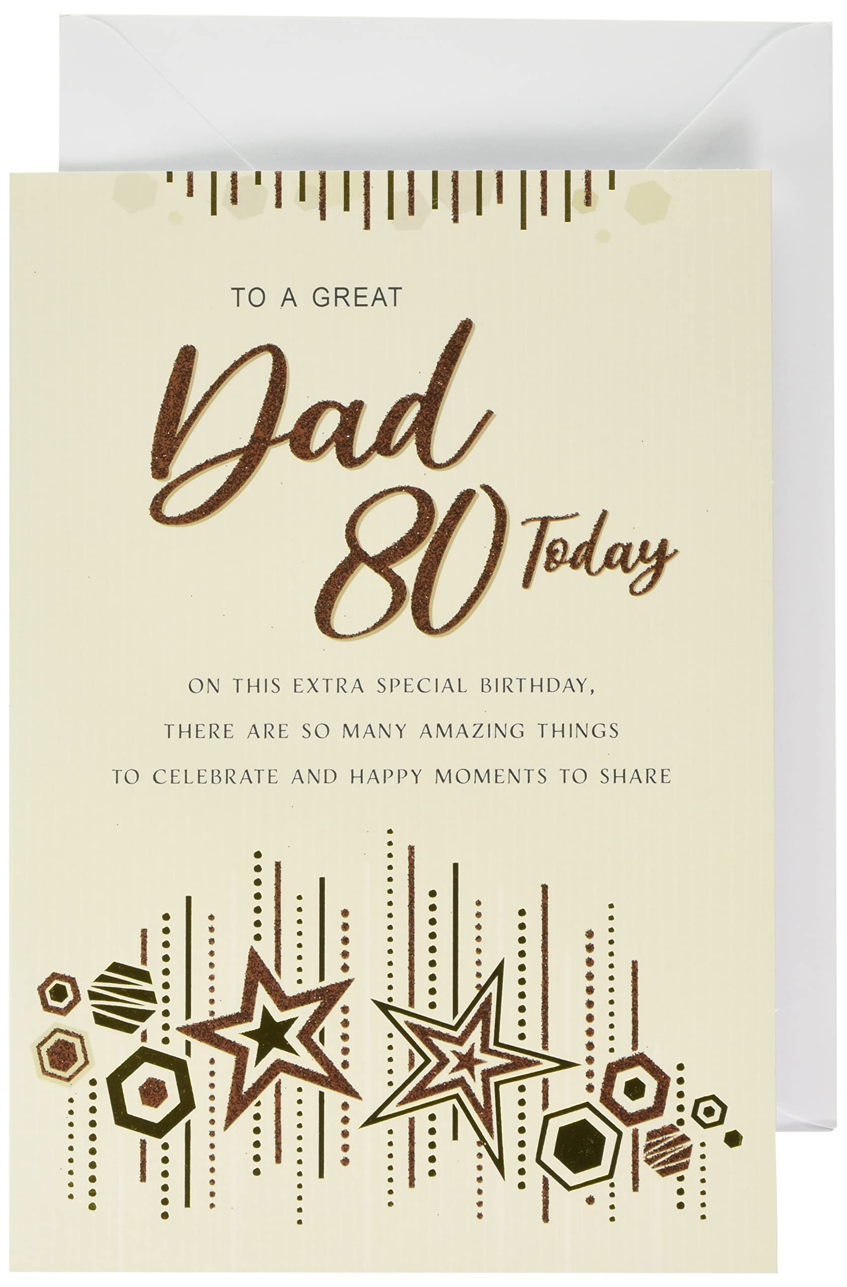 Piccadilly Greetings Age 80 Dad Birthday Card - 9 x 6 inches | Metallic