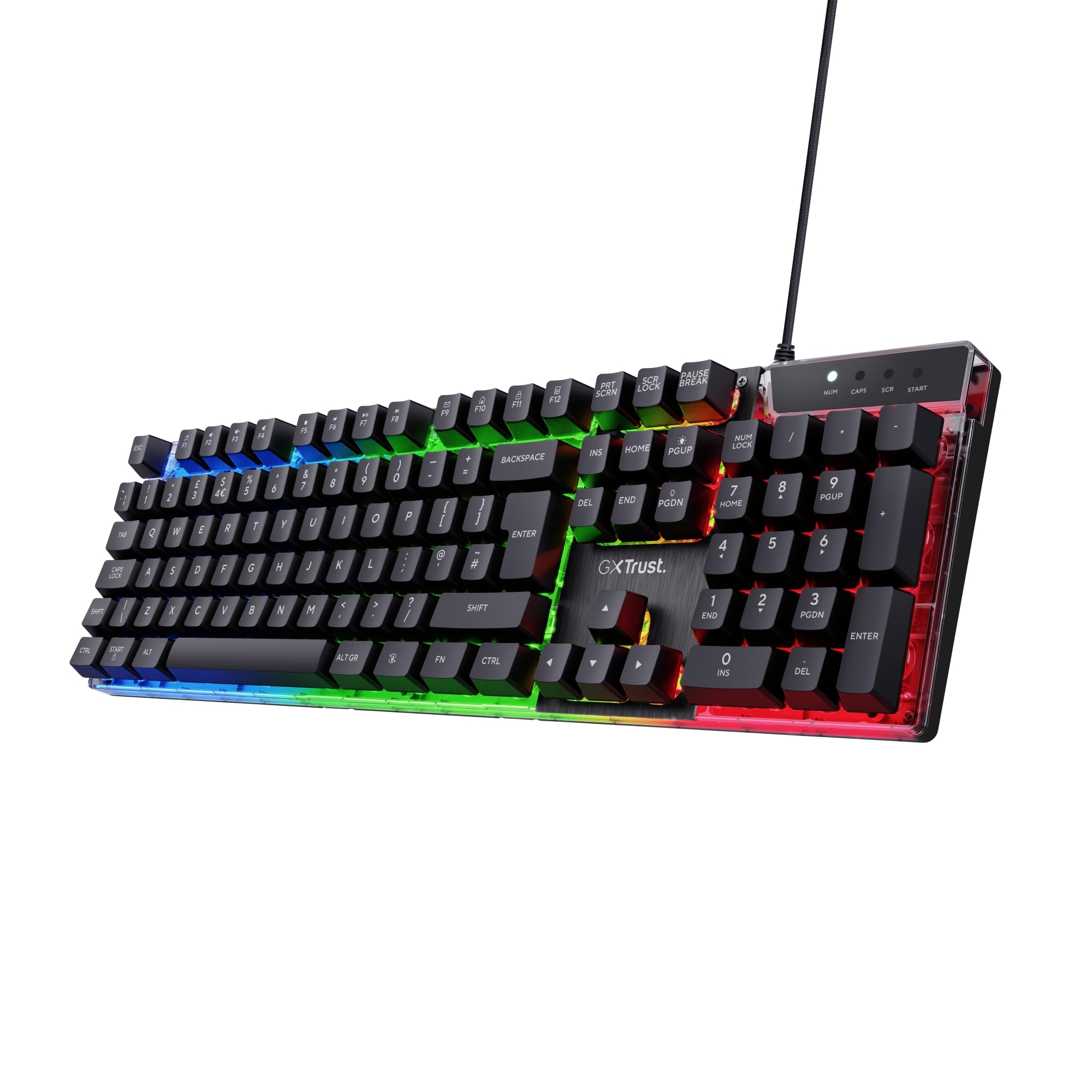 GXTrust GXT 835 Azor Gaming Keyboard - Full Size UK QWERTY, 3 LED Modes, Anti-Ghosting