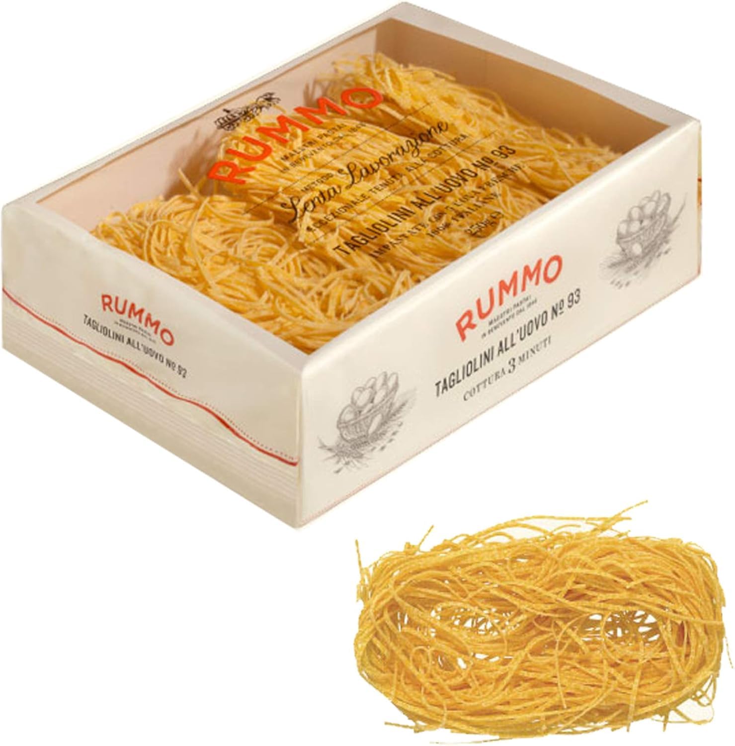 Rummo Egg Tagliolini All'uovo Pasta No.93 - Fine-Cut Italian Egg Pasta | 23.9% Egg Content | 250g 4
