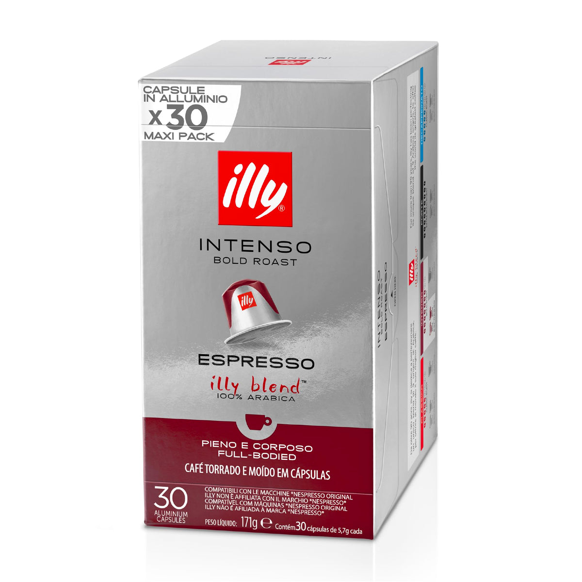illy Intenso Coffee Pods - 30 Capsules, Nespresso Original Compatible, Intensity 7/9