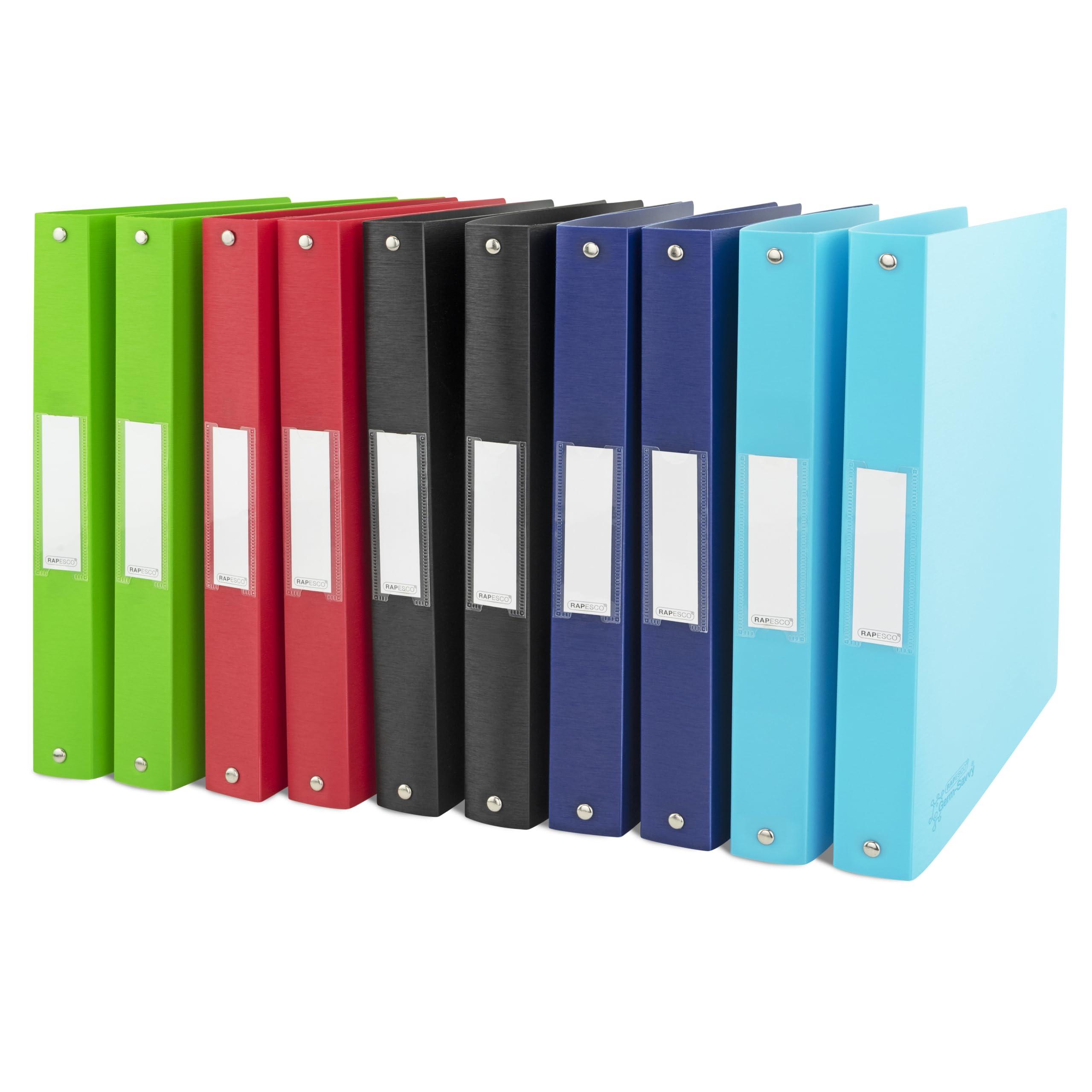 Rapesco 1814 O-Ring Binders, 4-Ring, 35mm Spine, A4, Pack of 10 Assorted Colours