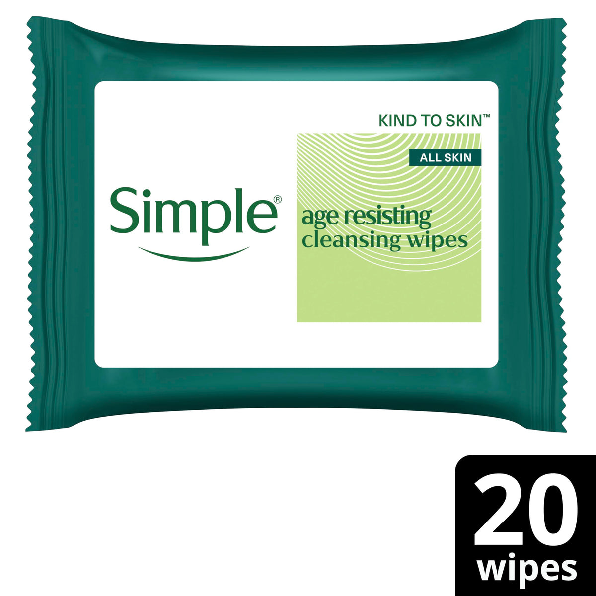 Simple Age Resisting Biodegradable Facial Wipes - Gentle Makeup Removal & Anti-Aging for Sensitive Skin | 20 Count